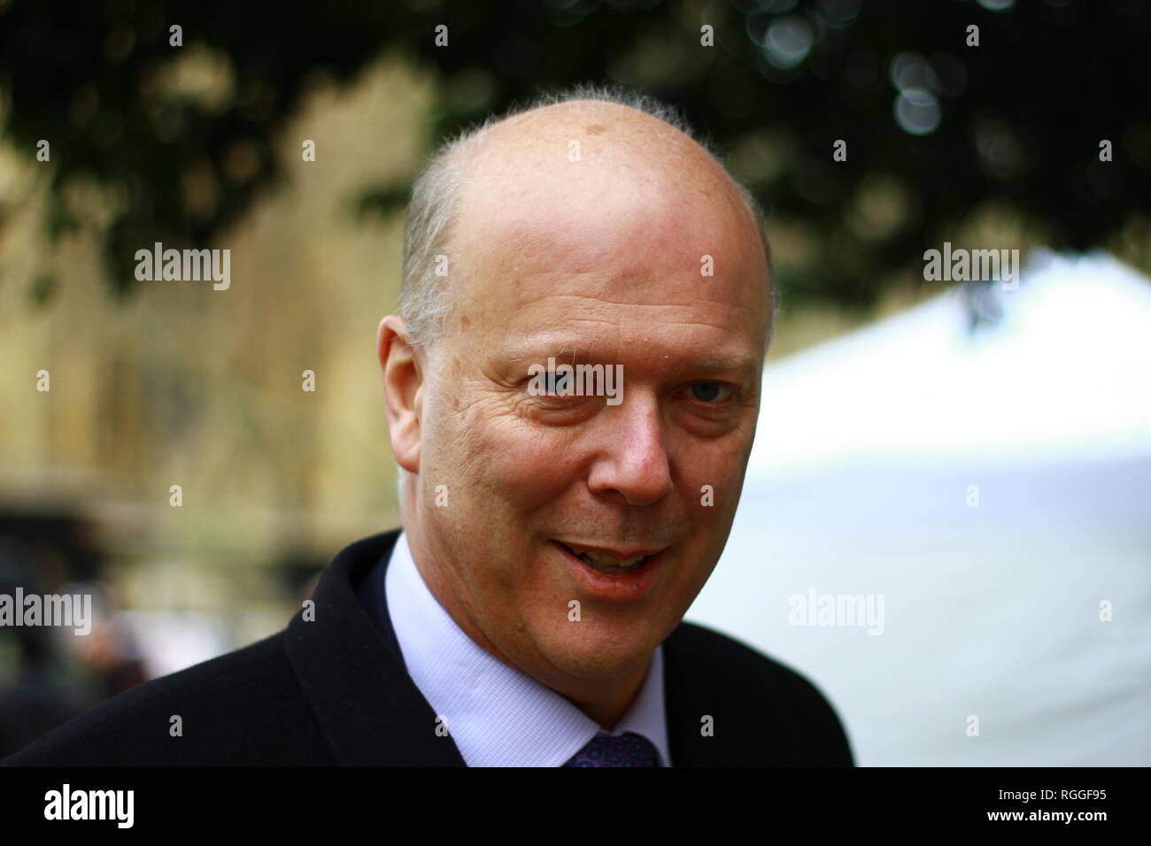 Chris Grayling MP in Westminster, London, UK on 29th January 2019. British politicians. UK members of parliament. Transport minister. Minister for Transport. Trains. HS2. HS1. Tory. Tories. Conservative party MPS. Christopher Stephen Grayling Secretary of State for Transport. Sometimes referred to as failing Grayling. Stock Photo