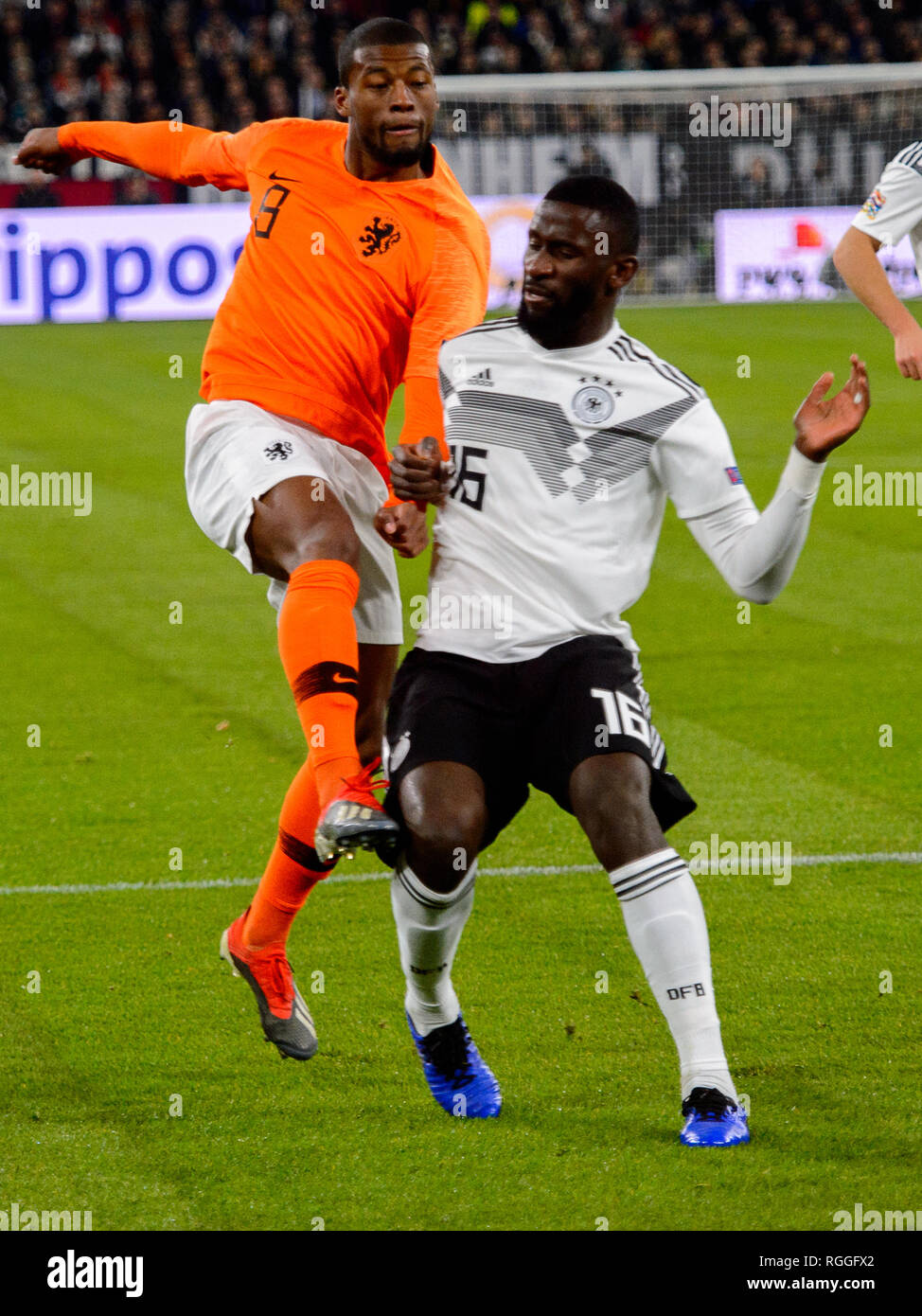 GELSENKIRCHEN - NOV 19, 2018: Georginio Wijnaldum 8. Germany - Netherlands. UEFA Nations League. Schalke 04 stadium. Stock Photo