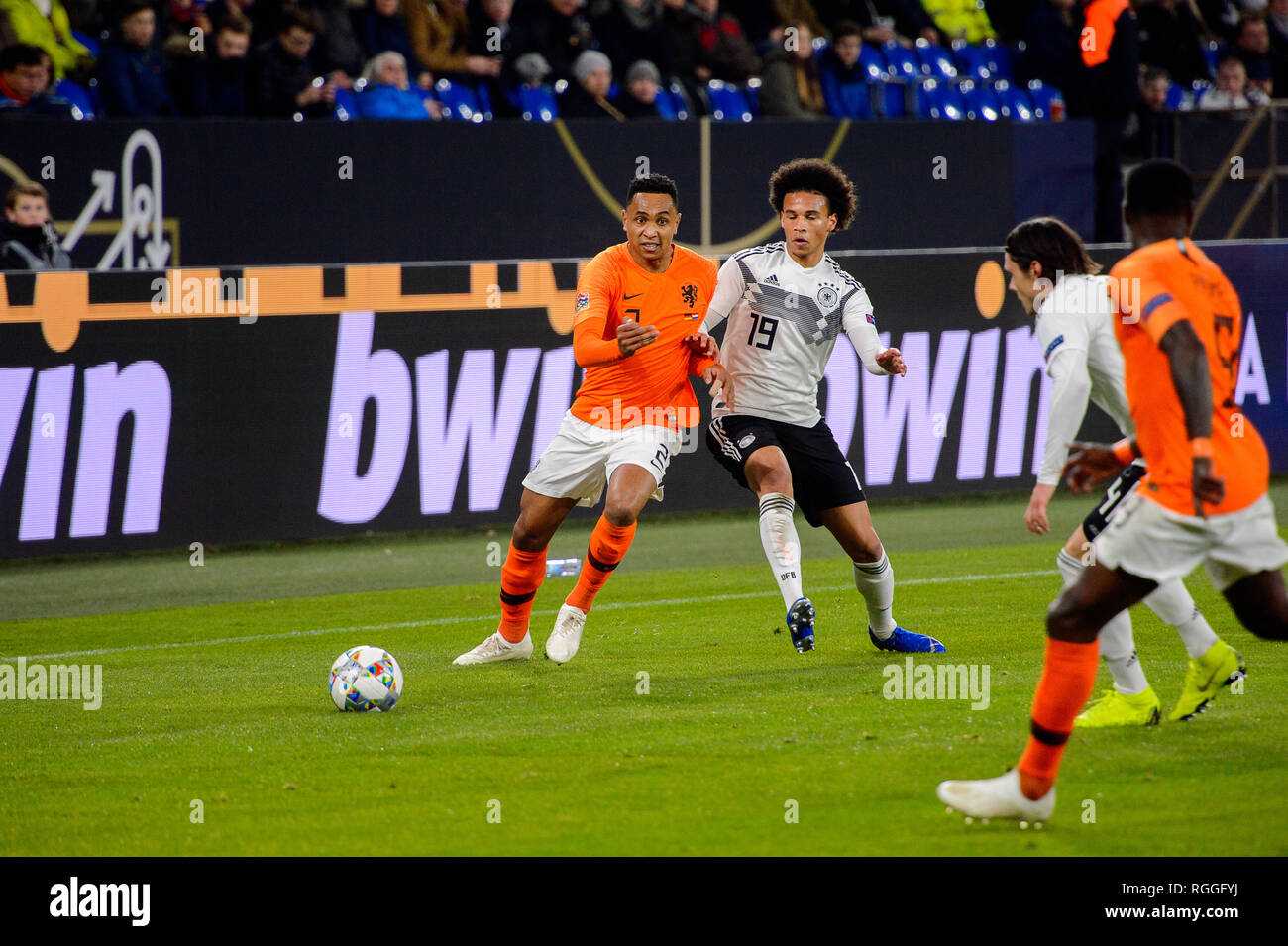 GELSENKIRCHEN - NOV 19, 2018: Kenny Tete 2. Germany - Netherlands. UEFA Nations League. Schalke 04 stadium. Stock Photo
