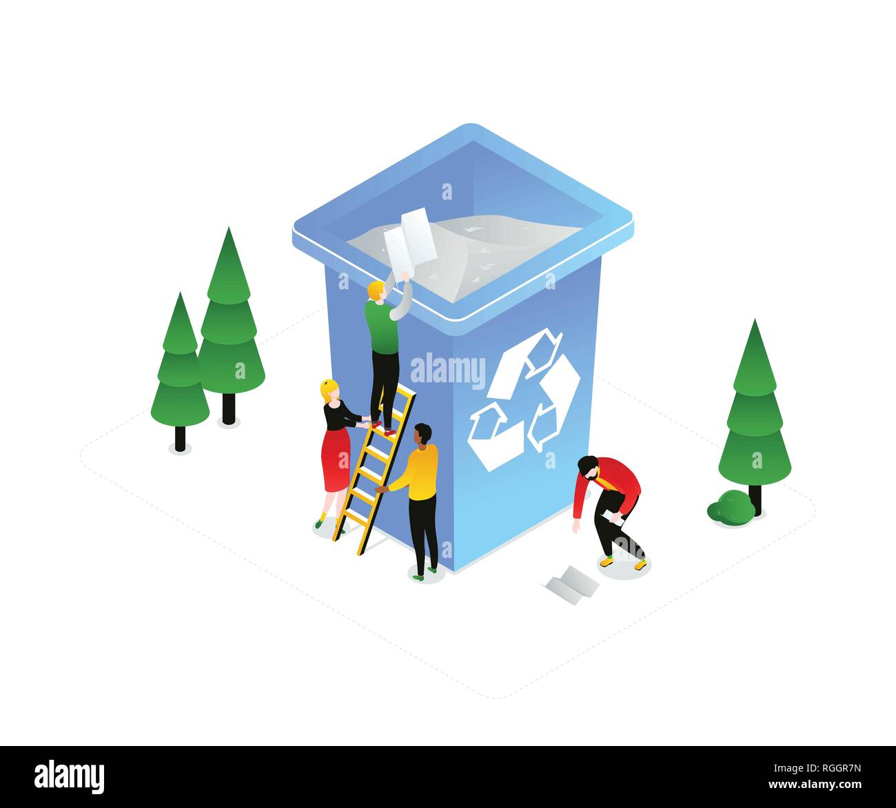 Recycling - modern colorful isometric vector illustration Stock Vector