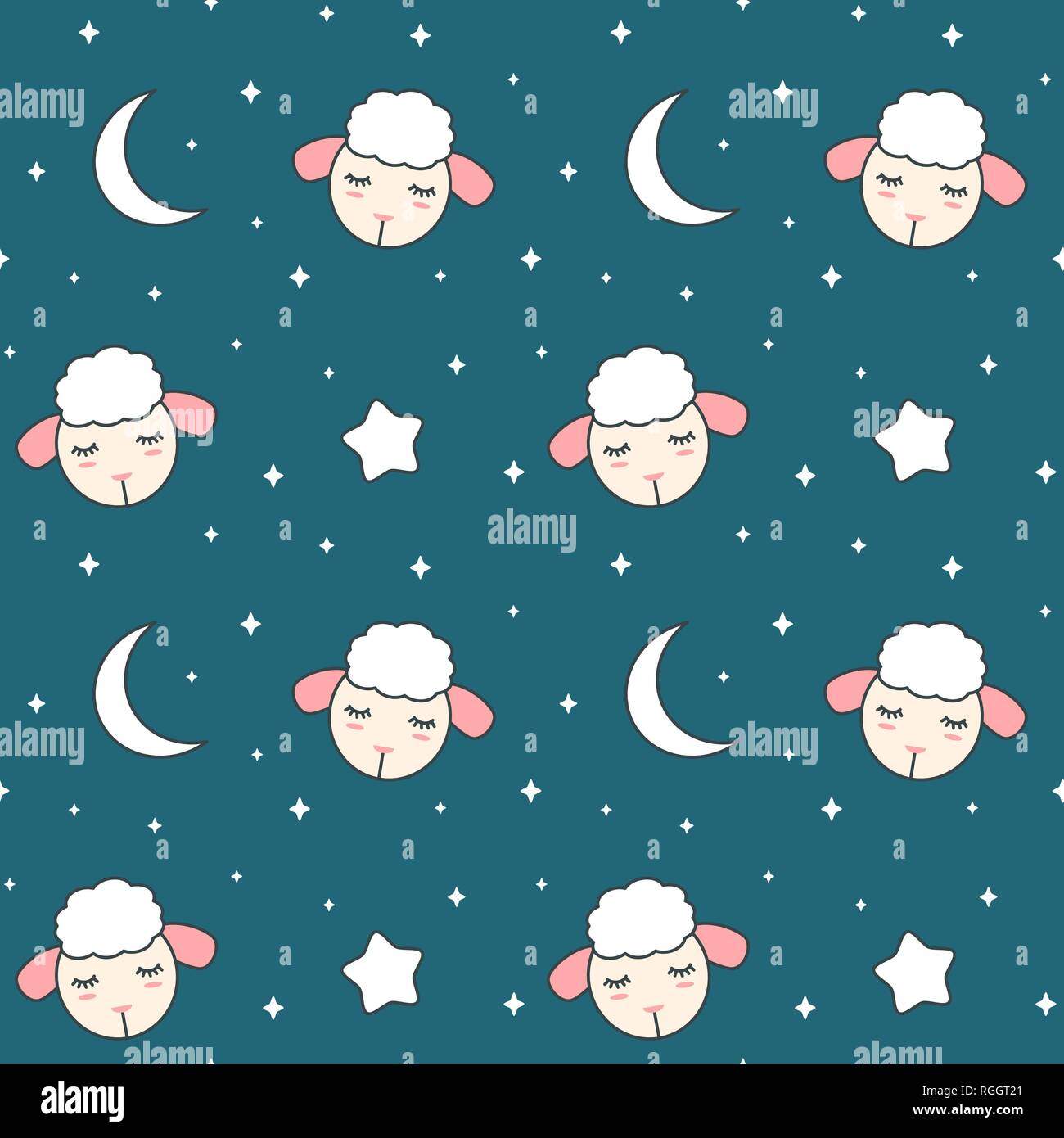 cute cartoon sheep seamless vector pattern background illustration for ...