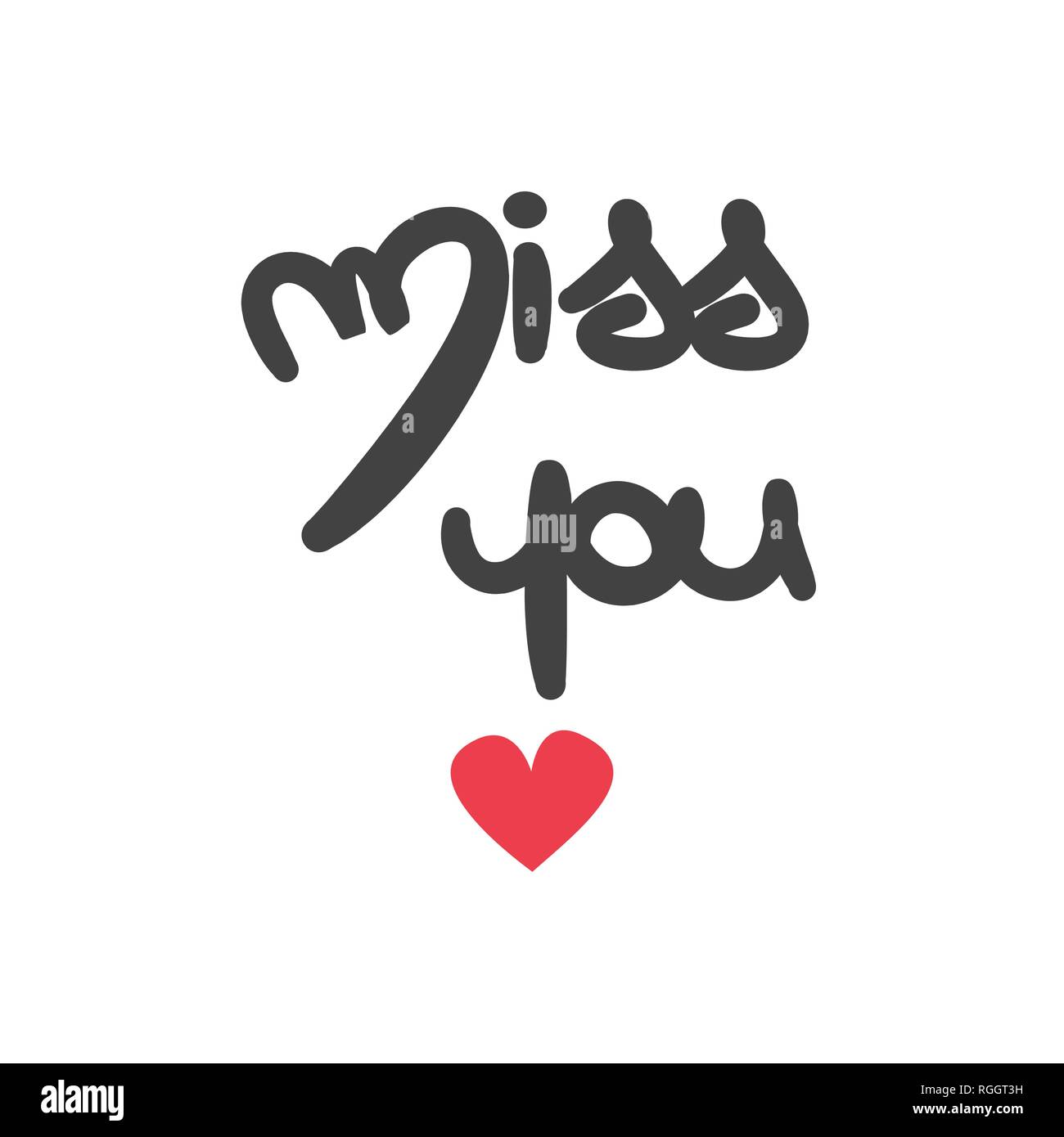 cute hand drawn lettering miss you text vector card Stock Vector ...