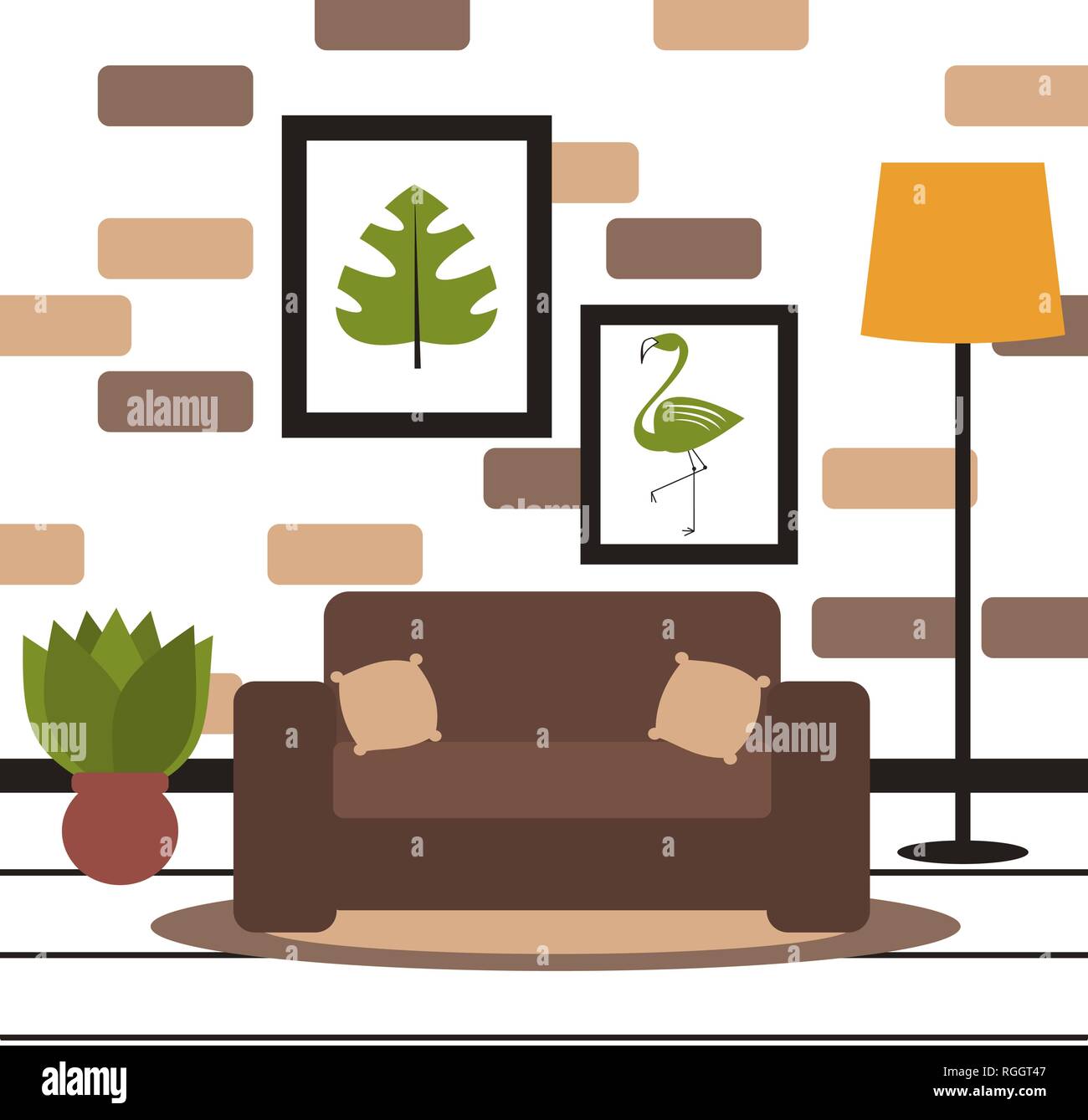 cute minimalist living room vector illustration Stock Vector Image