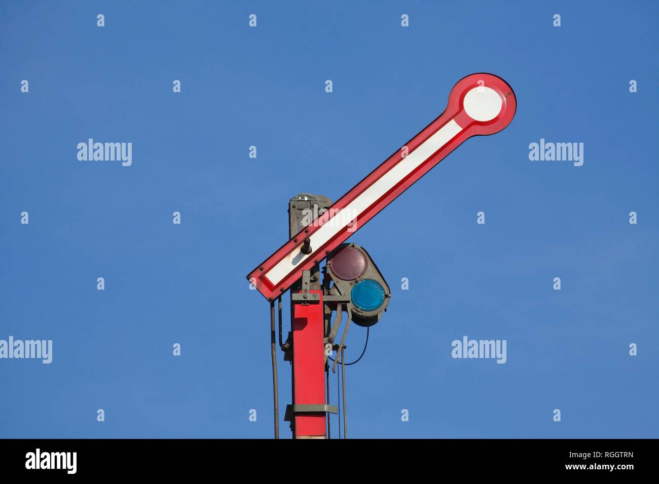 Signal mast of the railway, Germany Stock Photo