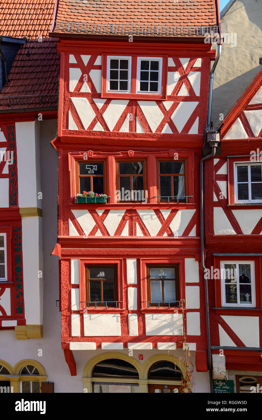 Germany, Bavaria, Franconia, Lower Franconia, Ochsenfurt, half-timbered house, facade Stock Photo