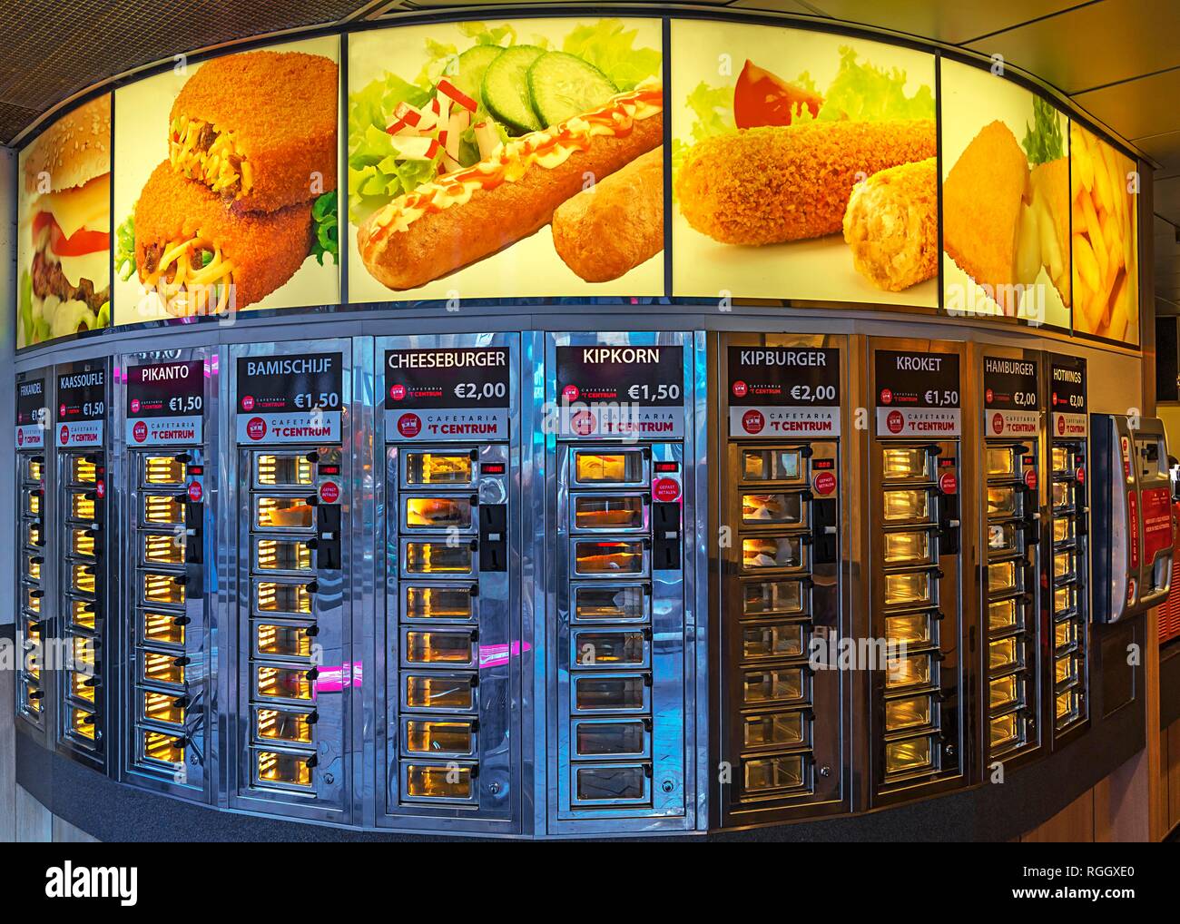 Fastfood vending machine, Enschede, Netherlands Stock Photo