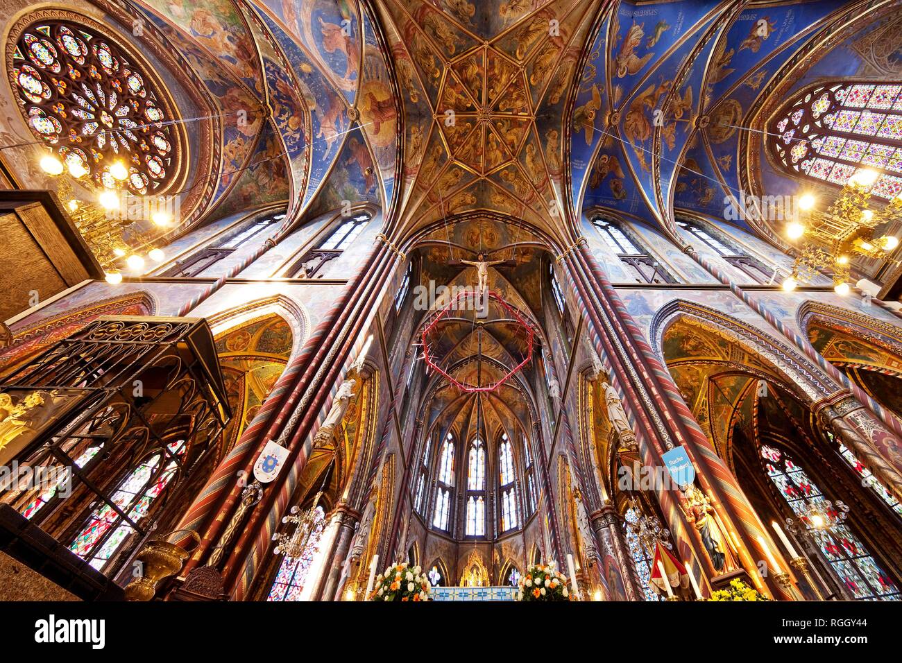 Interior view of the St. Mary's Basilica, place of pilgrimage, Kevelaer, Lower Rhine, North Rhine-Westphalia, Germany Stock Photo