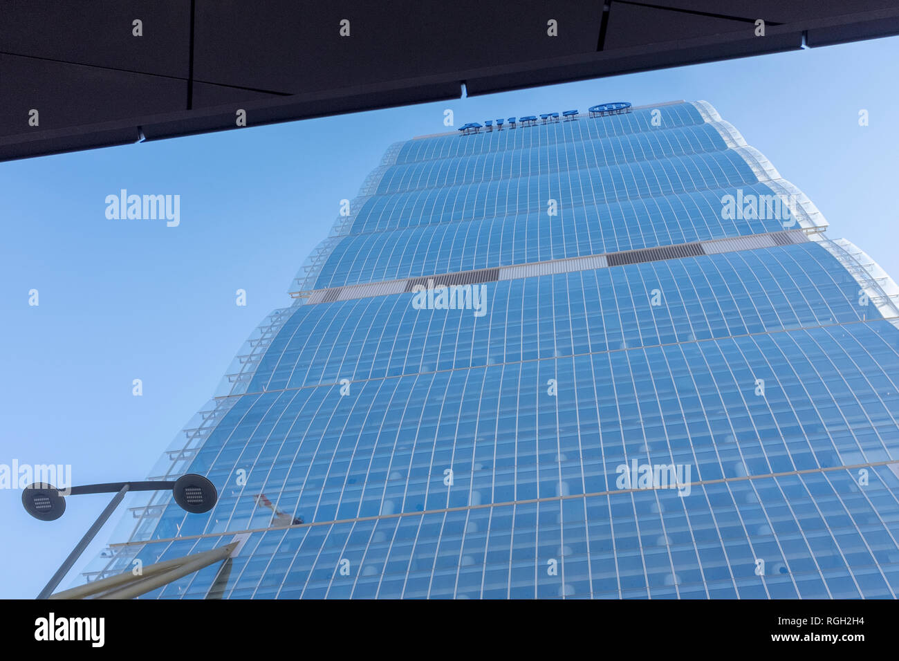 Allianz tower designed by Arata Isozaki in CityLife district in Milan, Italy Stock Photo