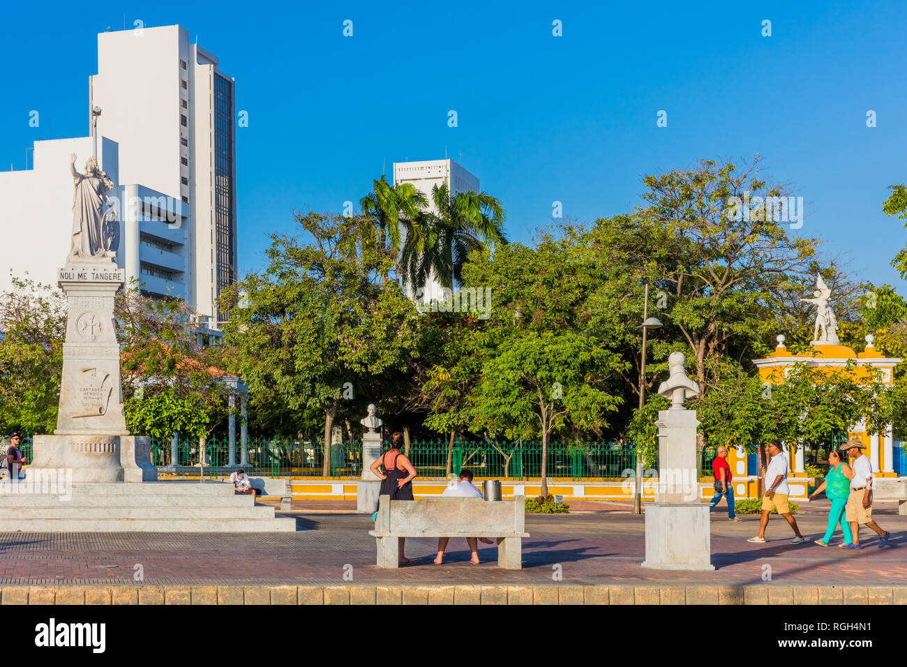 Cartagena , Colombia  - March 5, 2017 : people in front of Parque del Centenario of Cartagena de los indias Bolivar in Colombia South America Stock Photo