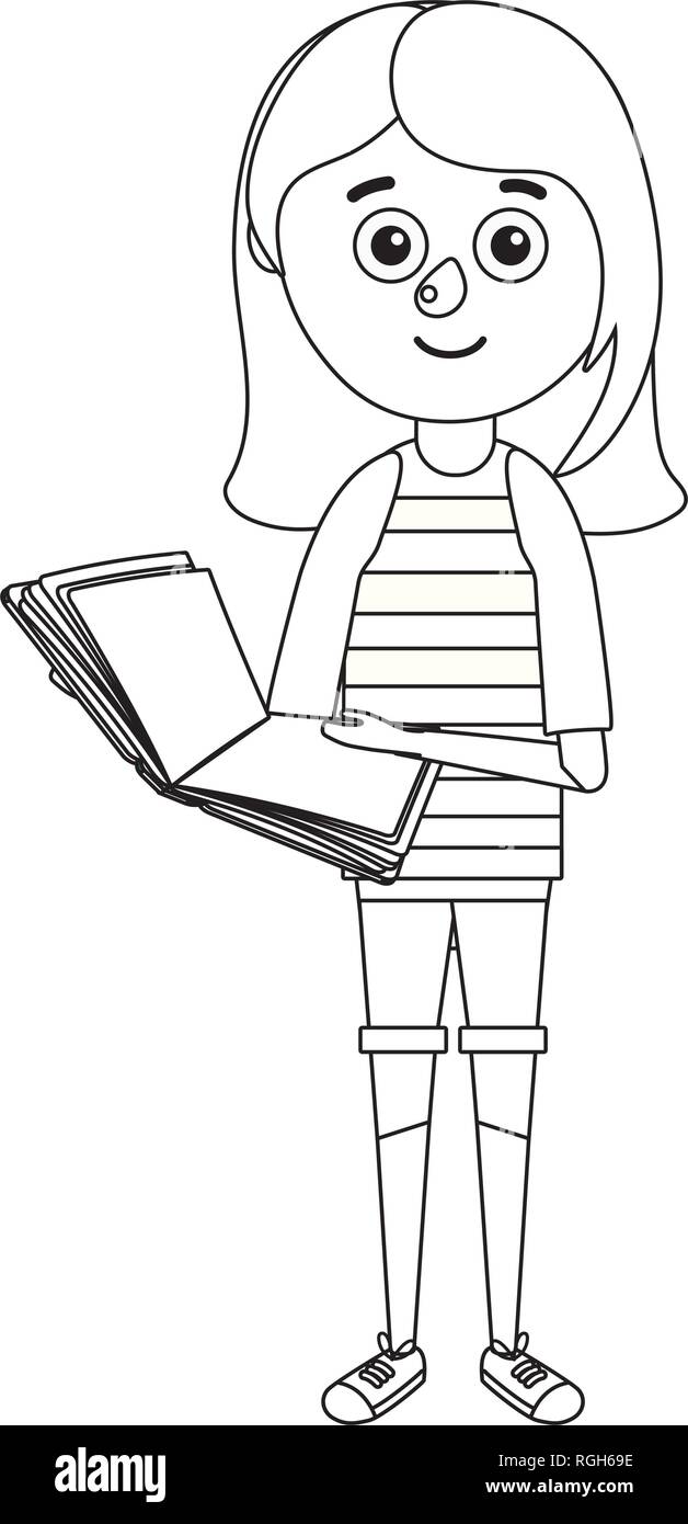 young girl student holding book Stock Vector Image & Art - Alamy