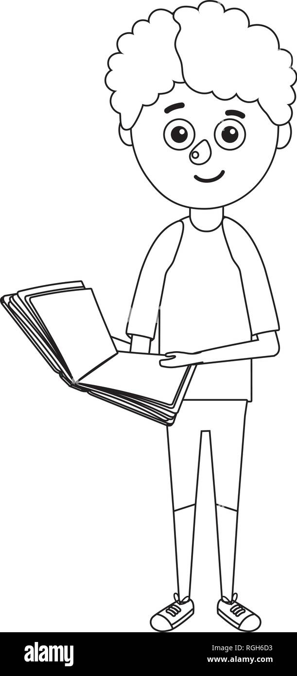 young boy student holding book Stock Vector Image & Art - Alamy