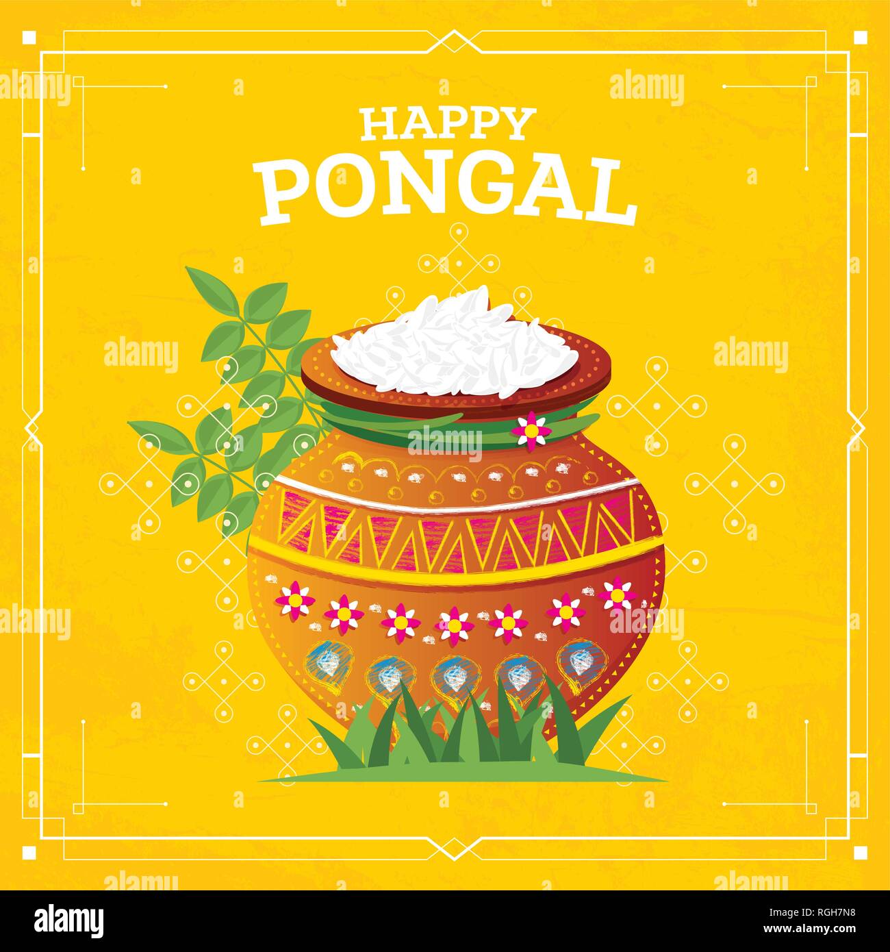 Happy Pongal Harvest Festival of Tamil Nadu South India. Vector ...
