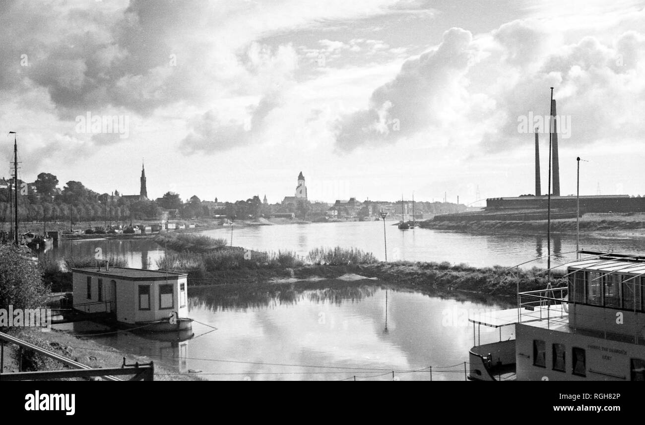 Rhine river with the Arnhem bridge of war time infamy (bridge too far) in the distance. The