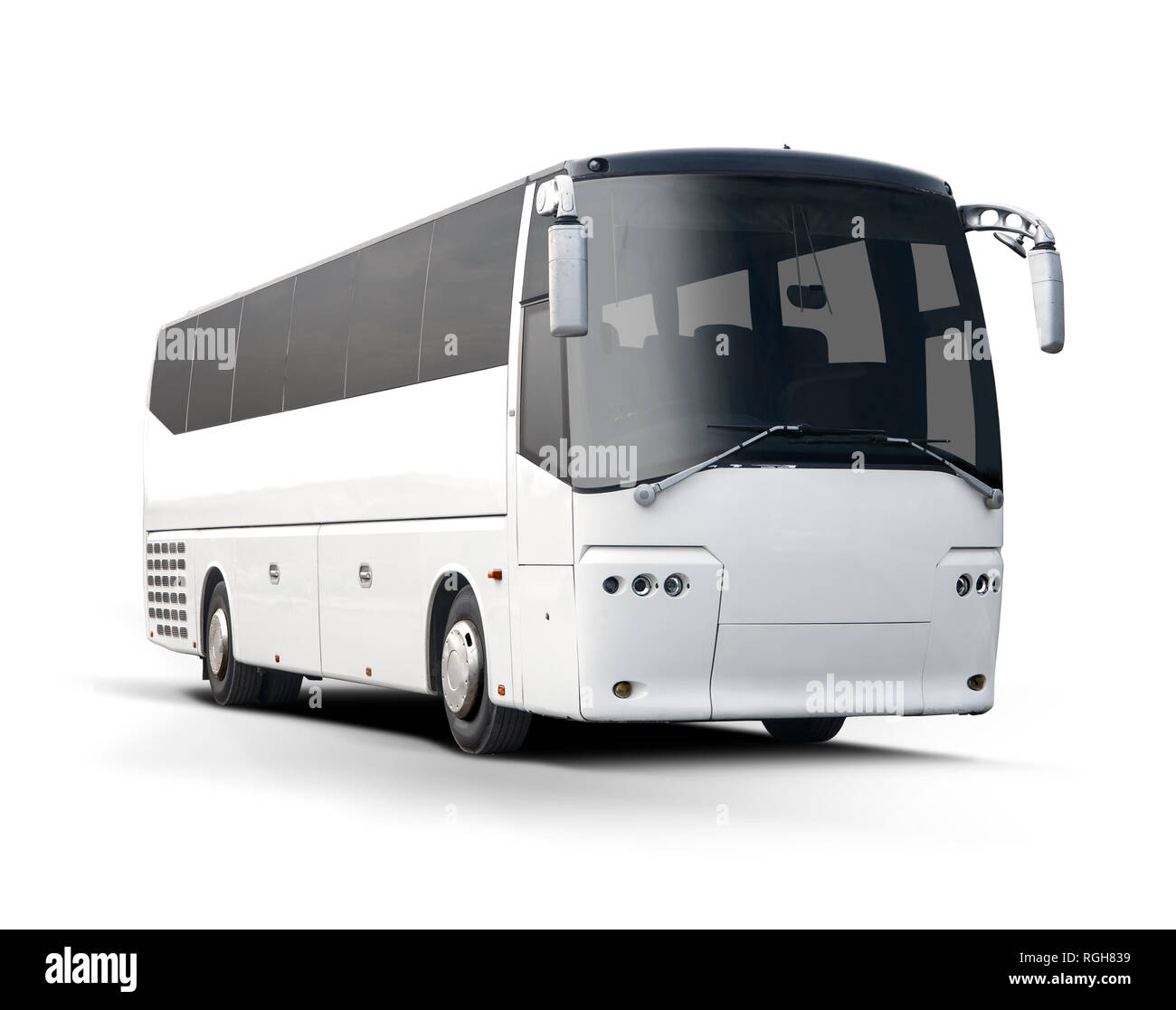 White bus front view isolated on white Stock Photo