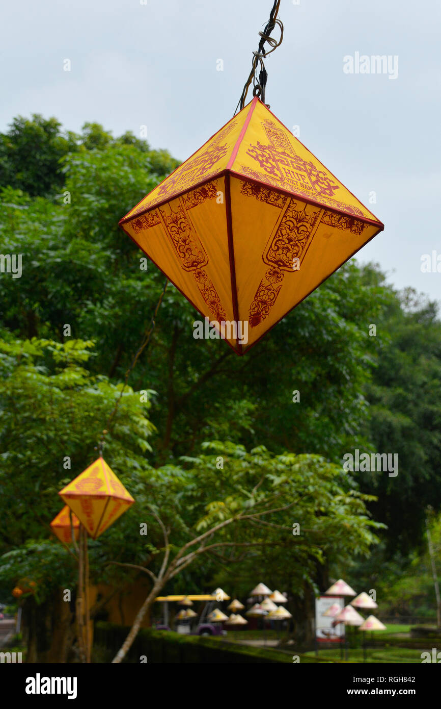 Colourful lanterns hanging in the Imperial City, Hue, Vietnam Stock Photo
