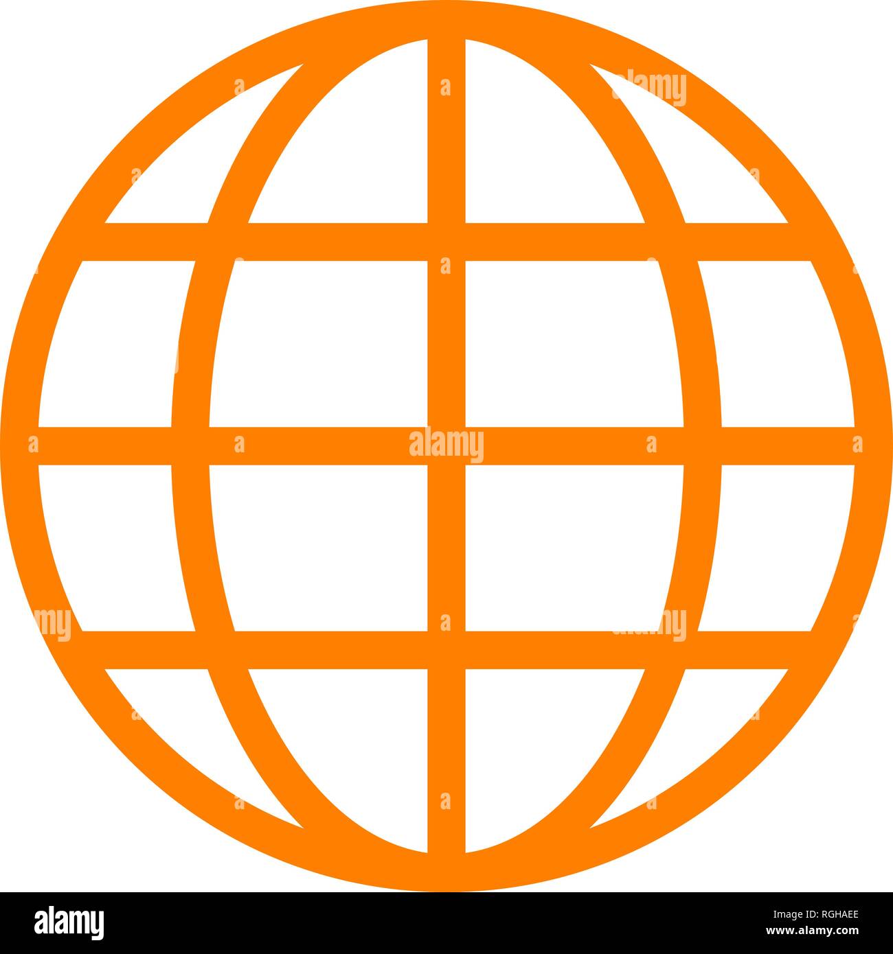 Globe symbol icon - orange simple, isolated - vector illustration Stock Vector