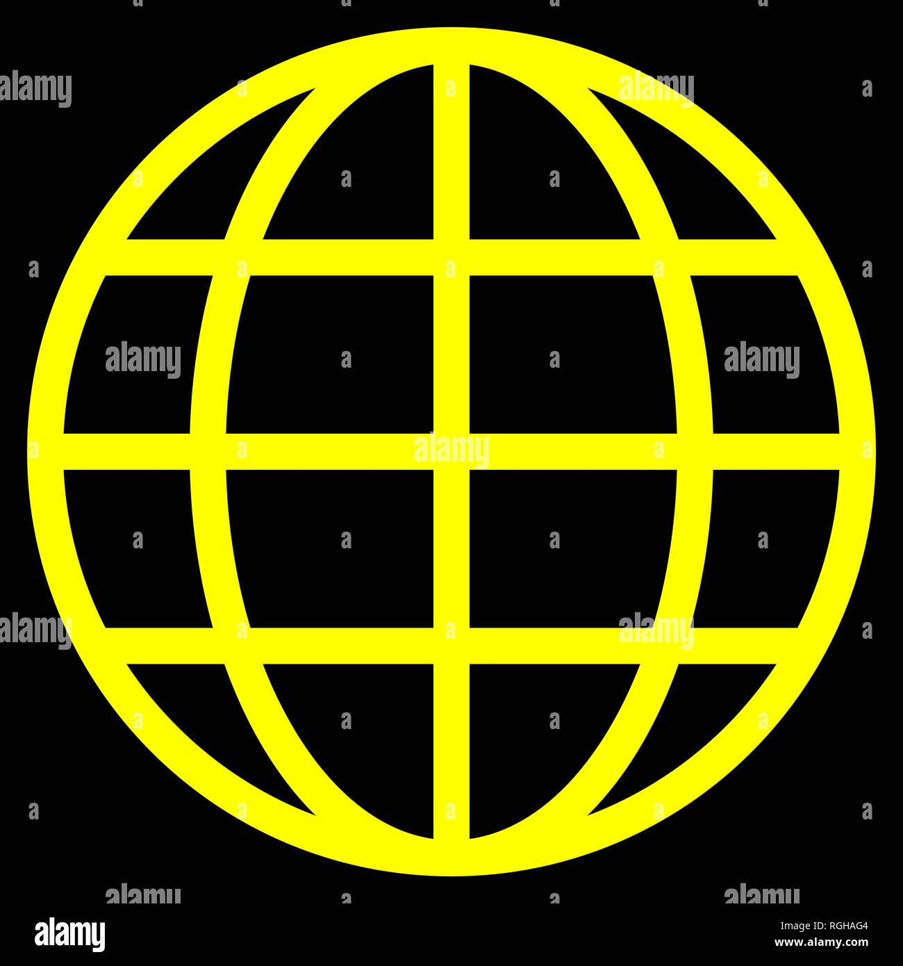 Globe symbol icon - yellow simple, isolated - vector illustration Stock Vector