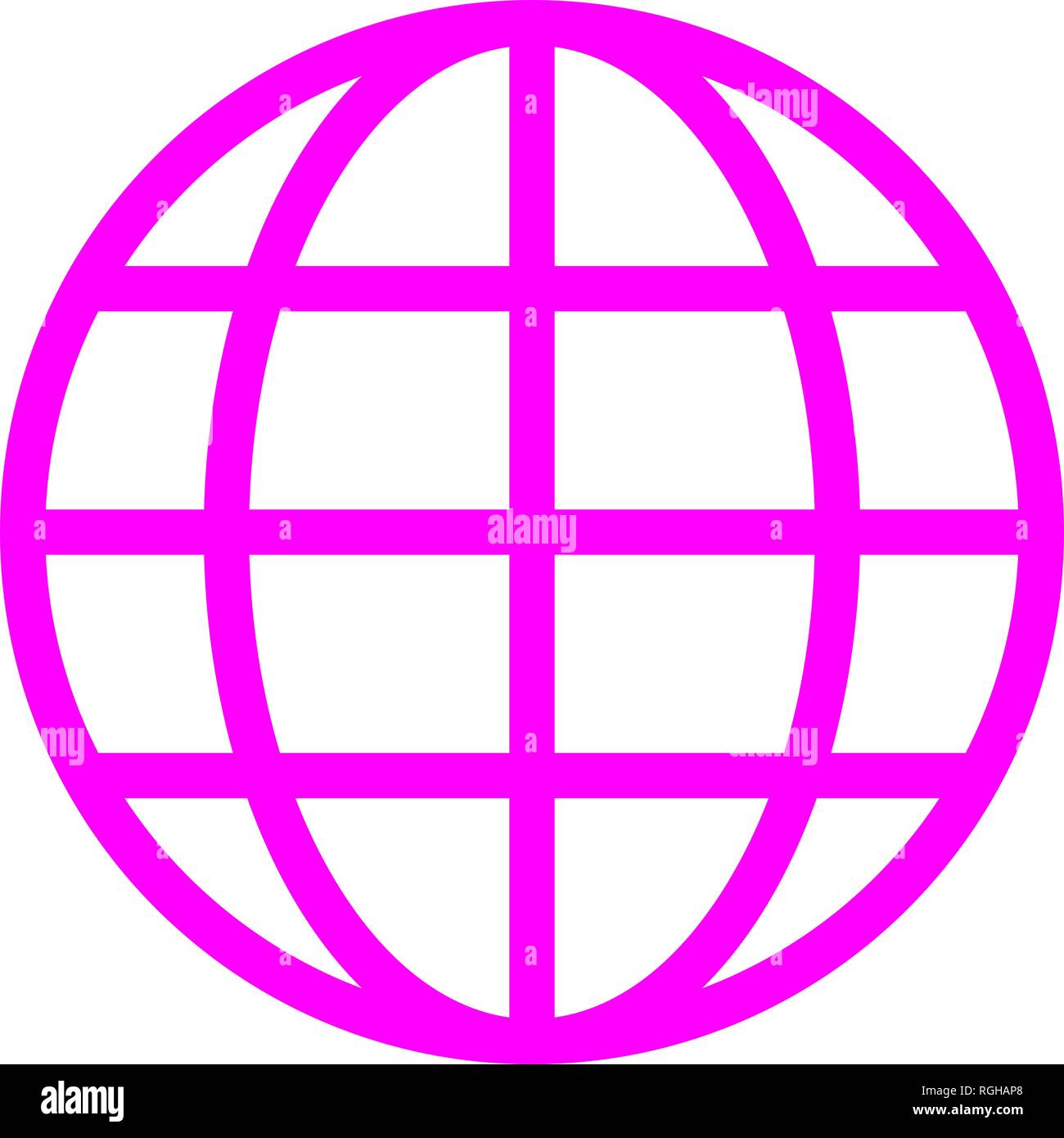 Globe symbol icon - purple simple, isolated - vector illustration Stock Vector
