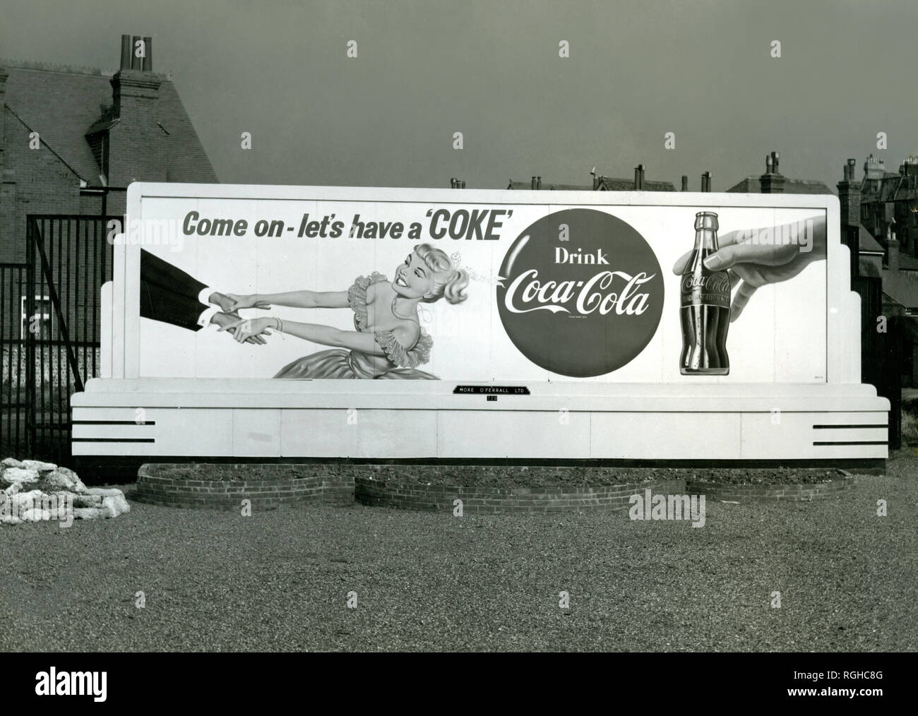 Classic historic Coca Cola billboard in England circa 1950s Stock Photo