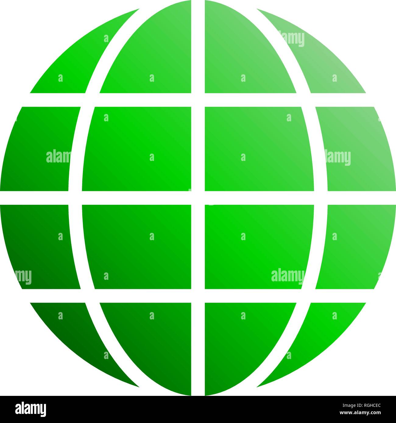 Globe symbol icon green gradient, isolated vector illustration