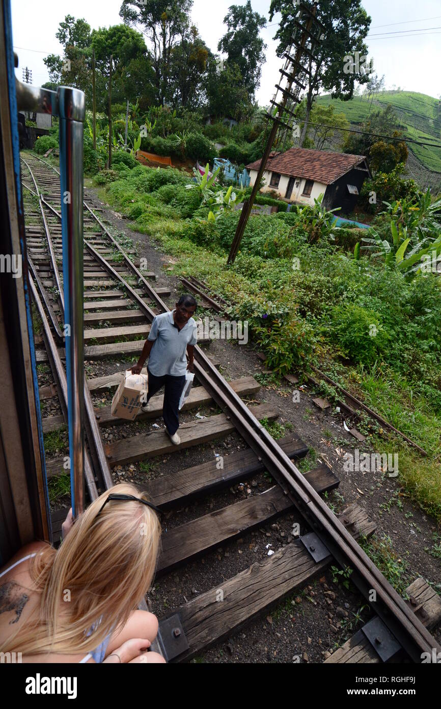 Train traveling in Sri Lanka. Kandy. Sri Lanka Stock Photo