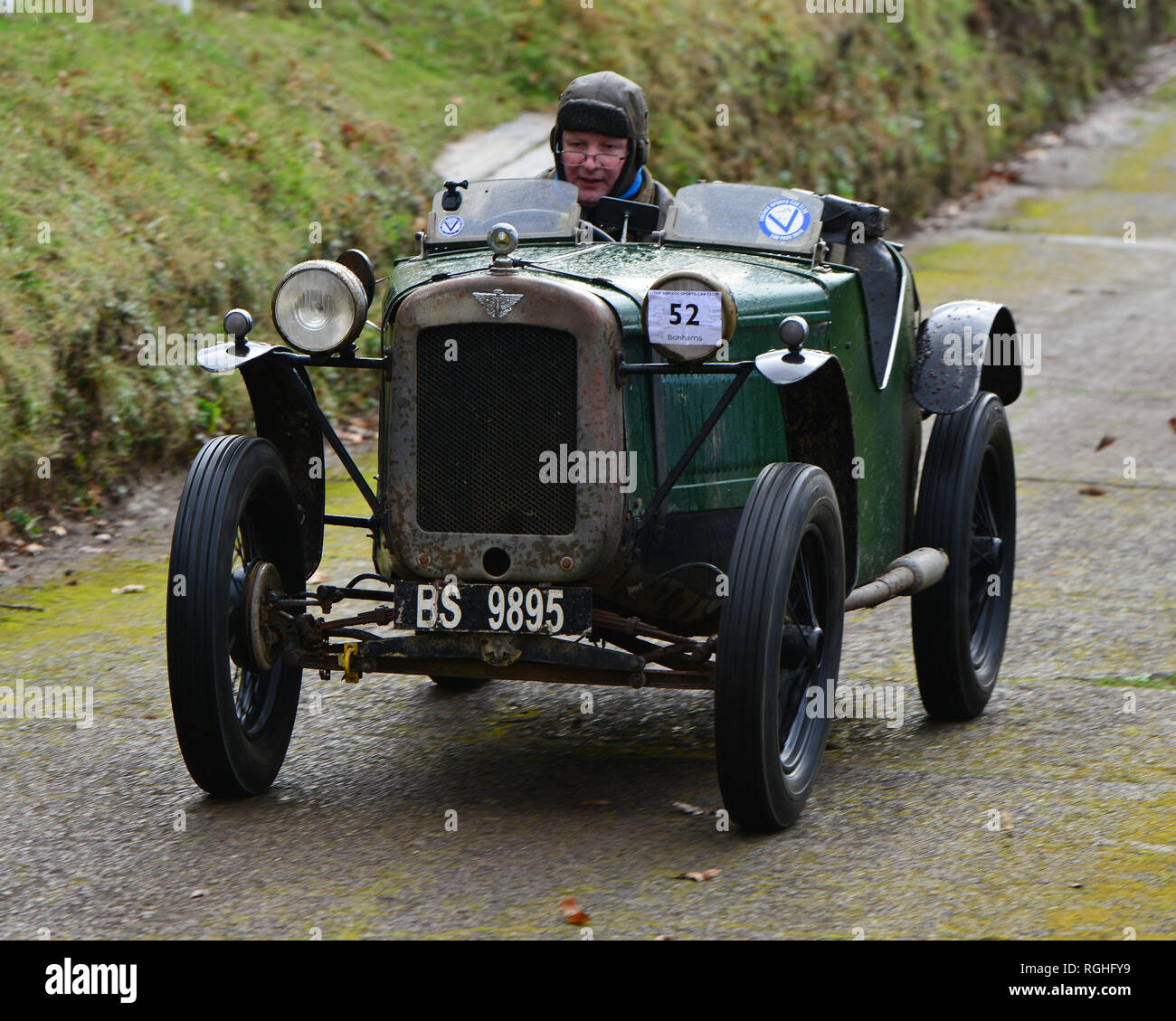 Jon Fleming, Austin Ulster Trials, Vintage Sports Car Club, VSCC, New Year Driving Tests, Brooklands, Sunday, 27th January 2019, competition, Fun, his Stock Photo
