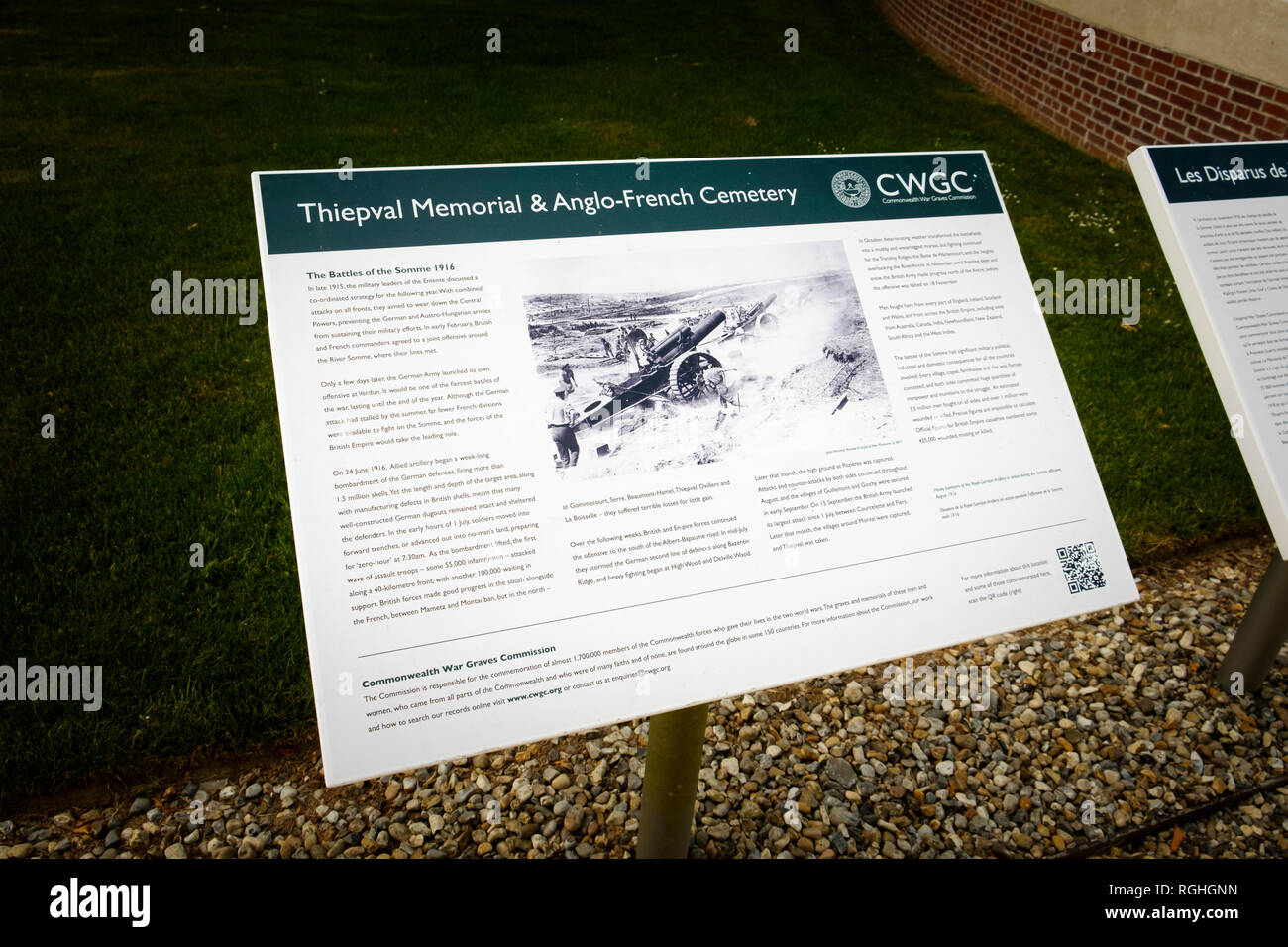 Information boards at The Thiepval Memorial in Northern France Stock Photo