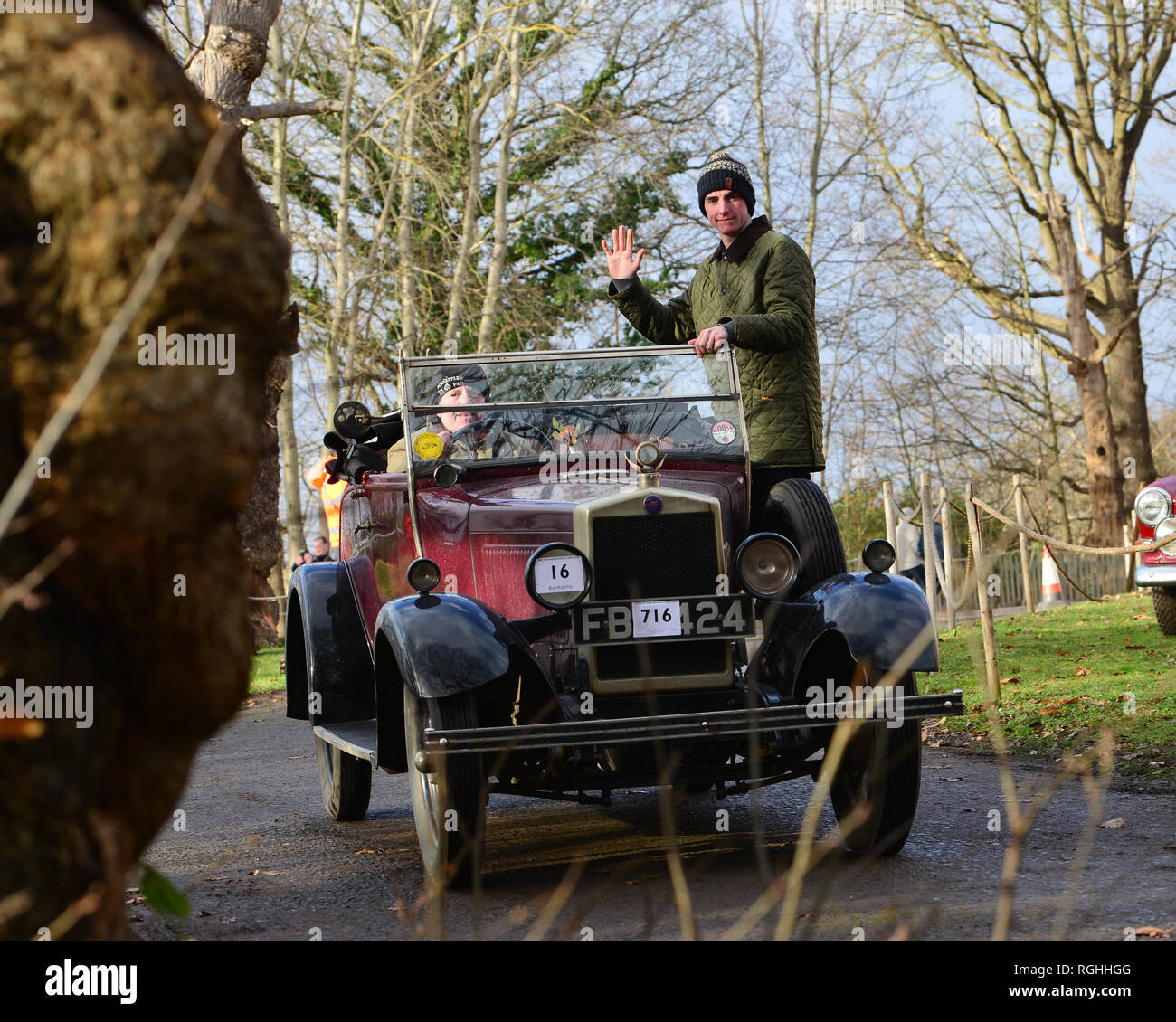 Harry Hoskins, Paul Hoskins, Morris Cowley, Vintage Sports Car Club, VSCC, New Year Driving Tests, Brooklands, Sunday, 27th January 2019, competition, Stock Photo