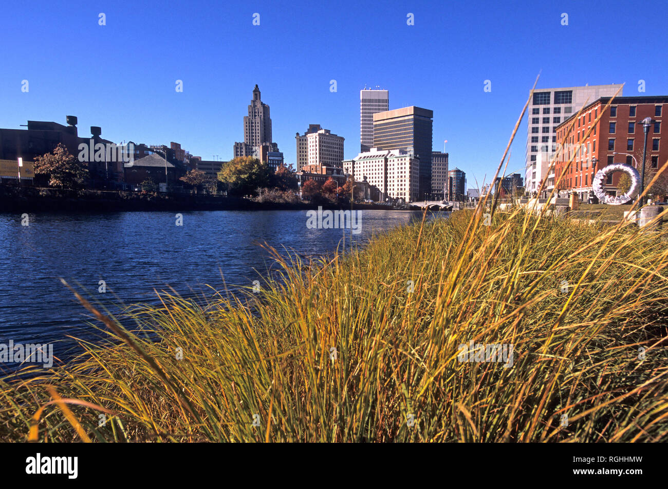 Along the Providence River in downtown Providence, Rhode Island, USA Stock Photo