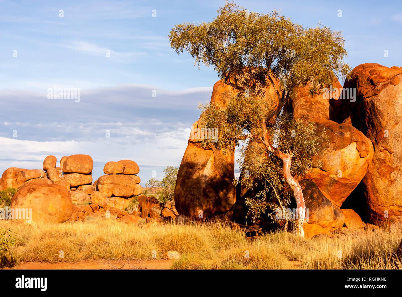 Stones in Australian outback. Devils Marbles (Karlu Karlu) Conservation Reserve, Northern Territory, Australia Stock Photo