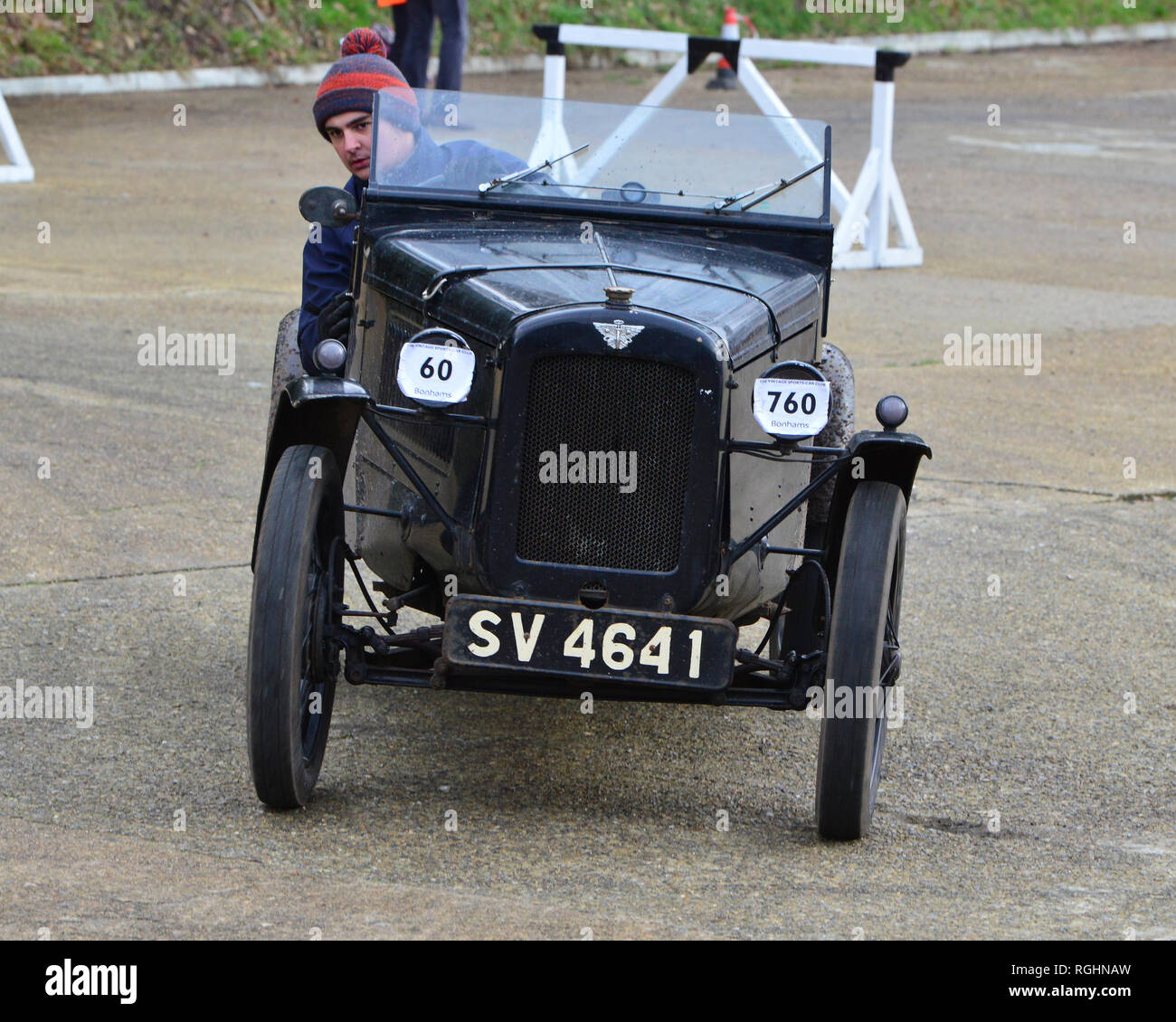 James Baker, Daniel Hunter, Austin Ulster, Vintage Sports Car Club, VSCC, New Year Driving Tests, Brooklands, Sunday, 27th January 2019, competition,  Stock Photo