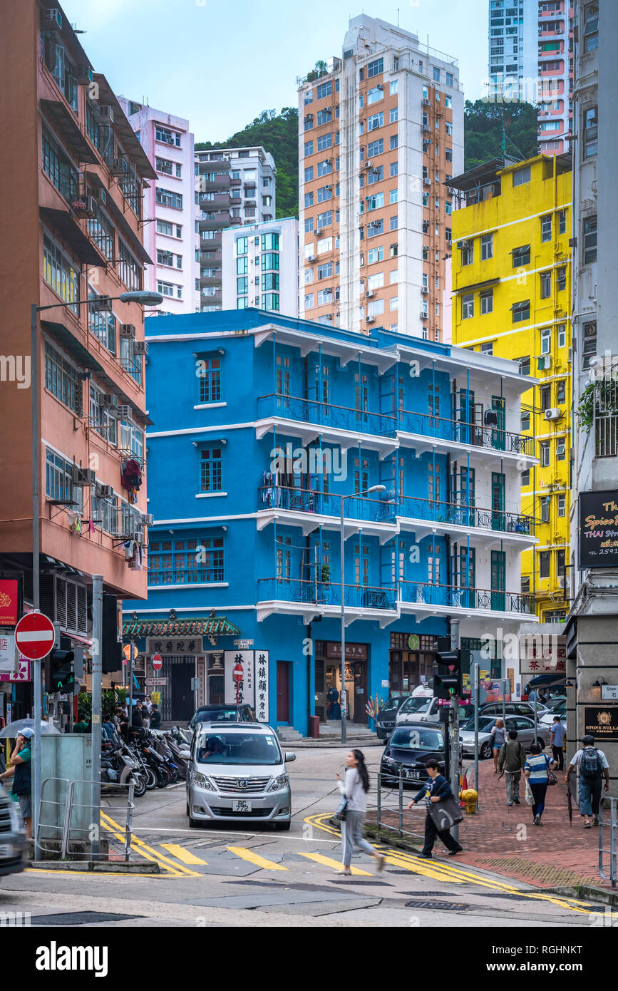 Colorful high rise apartment buildings in Hong Kong, China, Asia Stock ...