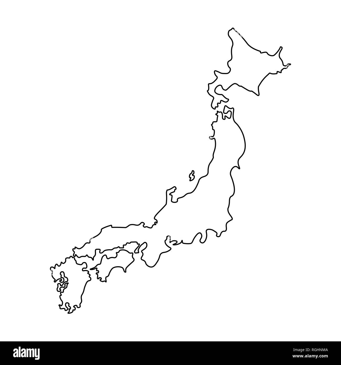 Map of Japan - outline. Silhouette of Japan map  illustration Stock Photo