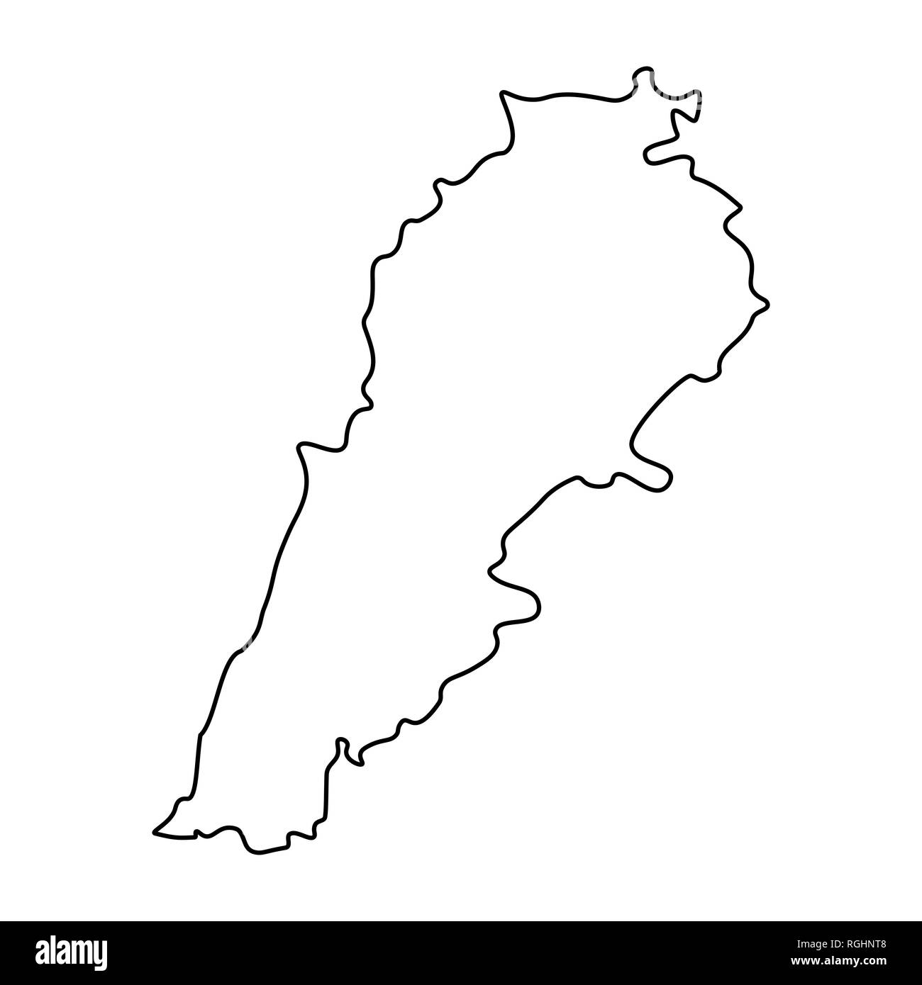 Map of Lebanon - outline. Silhouette of Lebanon map illustration Stock  Photo - Alamy