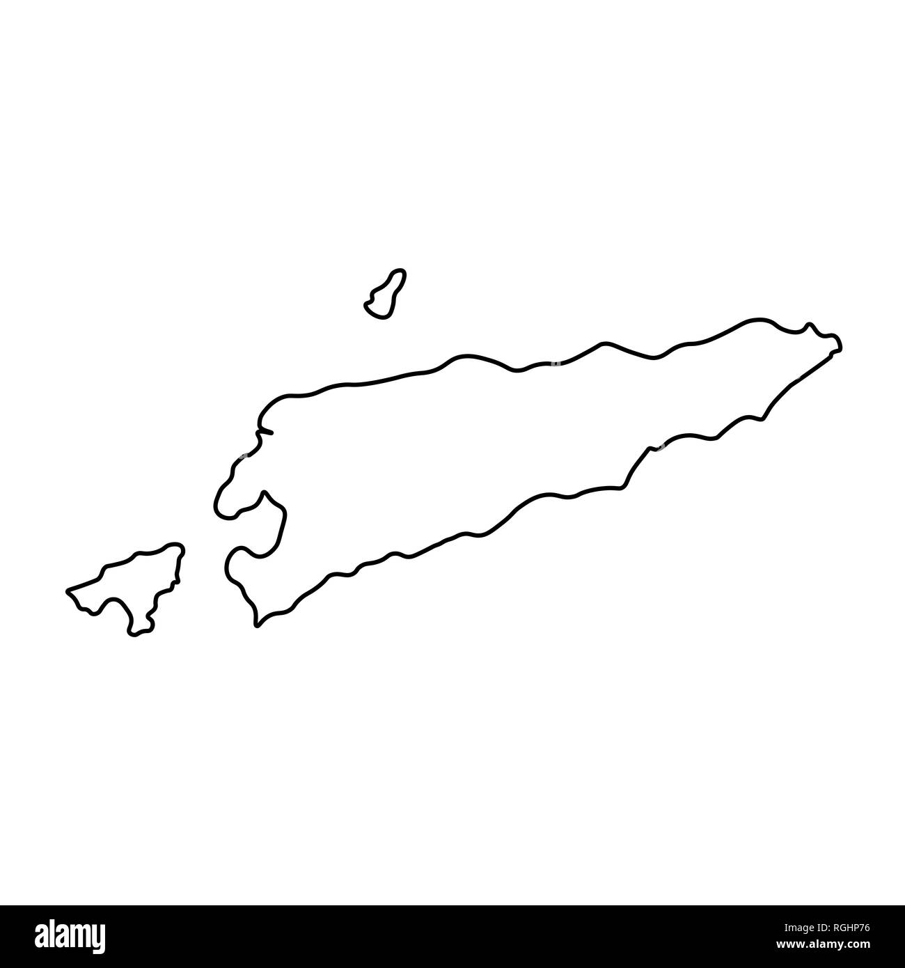 Map of Timor-Leste - outline. Silhouette of Timor-Leste map  illustration Stock Photo