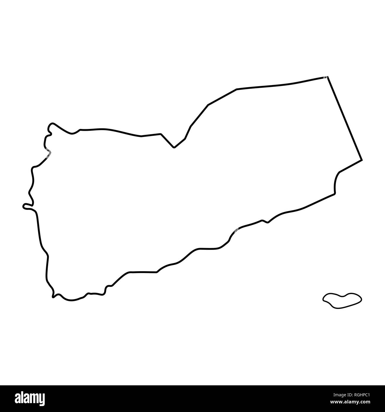 Map of Yemen outline. Silhouette of Yemen map illustration Stock