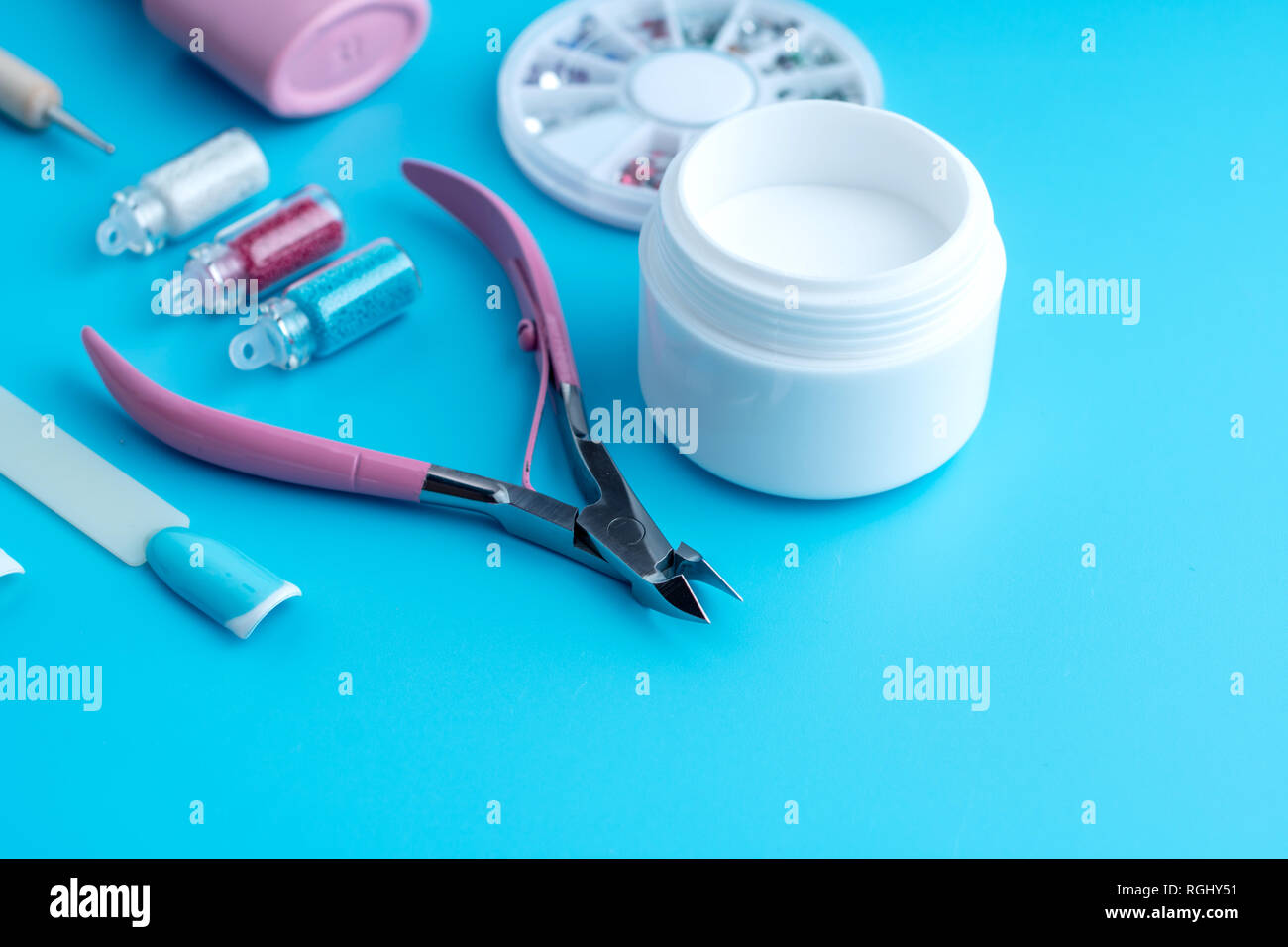 A set of cosmetic tools for professional manicure, nail care and to