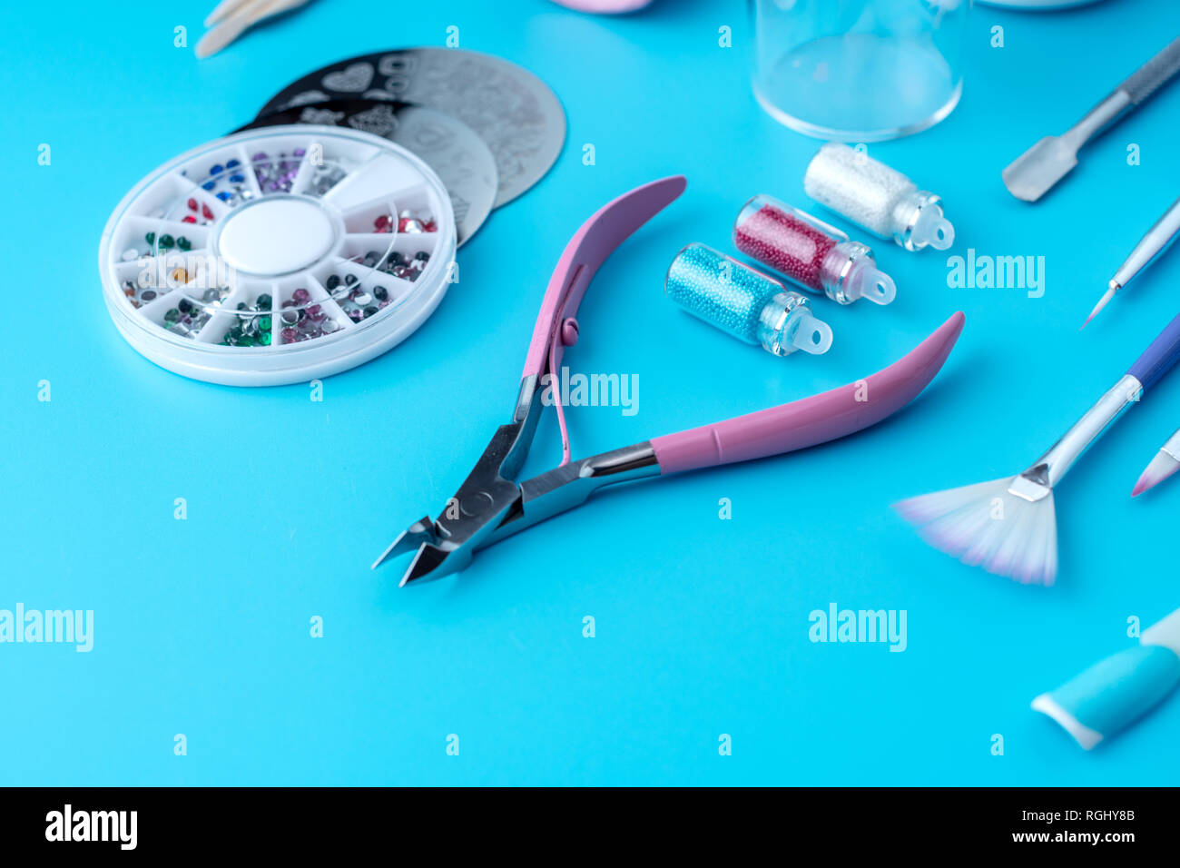 A set of cosmetic tools for professional manicure, nail care and to