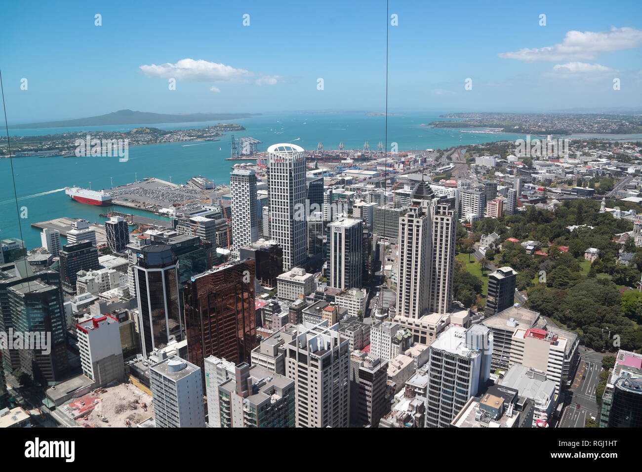 View of Auckland city from the Sky Tower, New Zealand Stock Photo