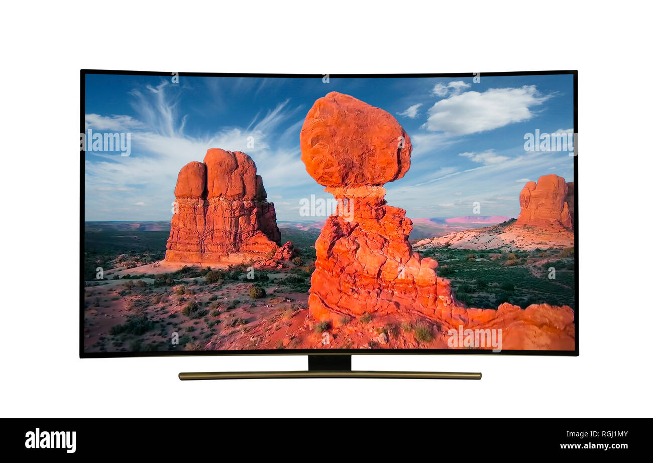4k monitor isolated on white. tv with the nature view. USA State of Arizona. Stock Photo