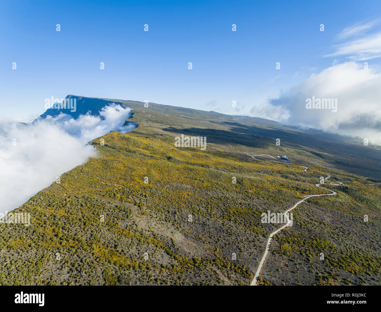 Reunion, Reunion National Park, Maido obversation point, View from Vulcano Maido to Cirque de Mafate and Grand Benare Stock Photo