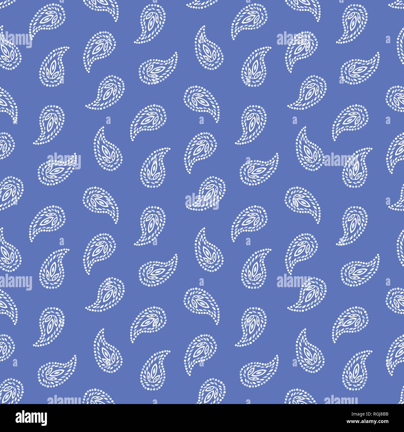 Traditional Small Scale Blue Paisley Foulard Vector Seamless Pattern ...