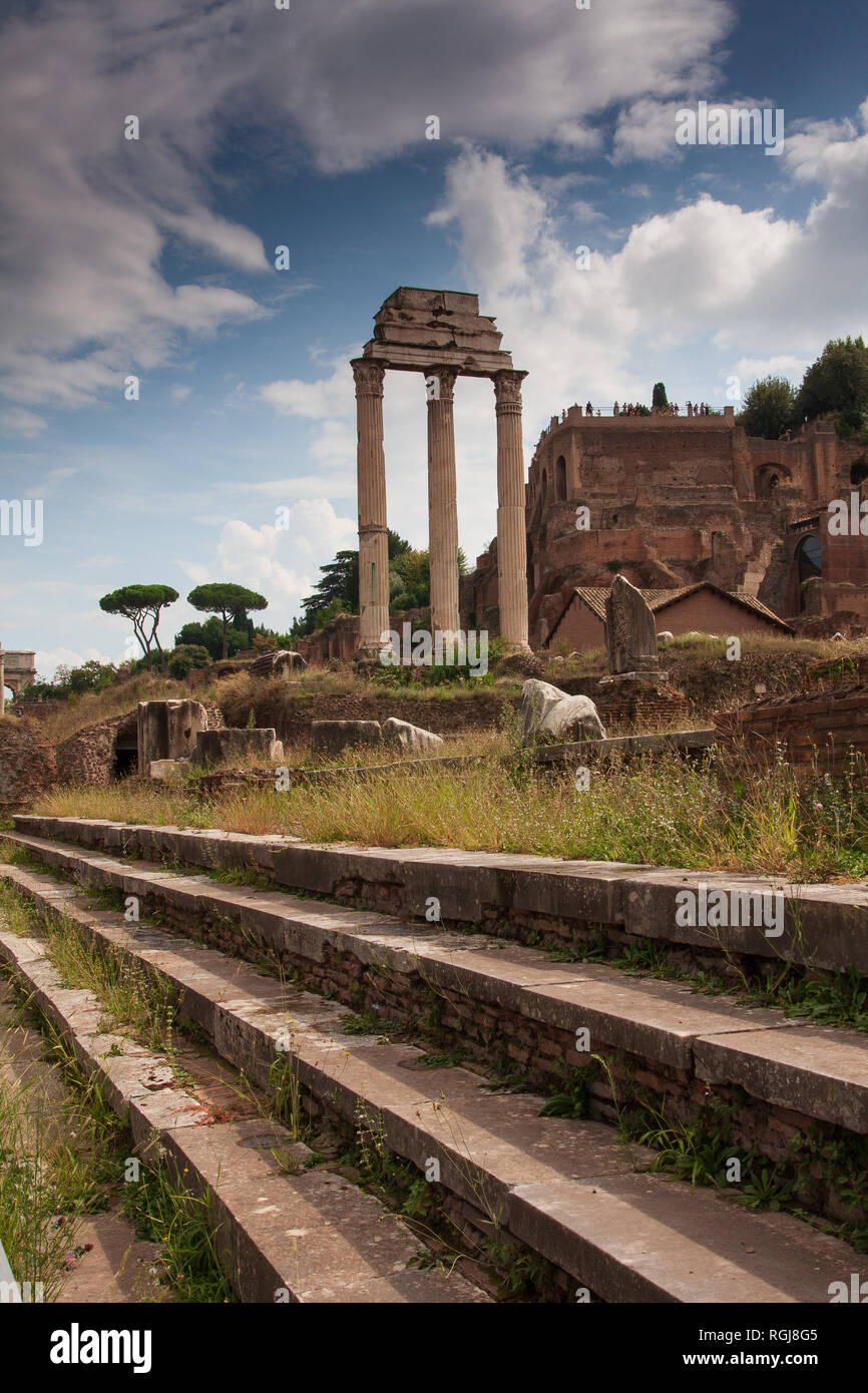 Forum Rome Temple of castor and pollux Stock Photo