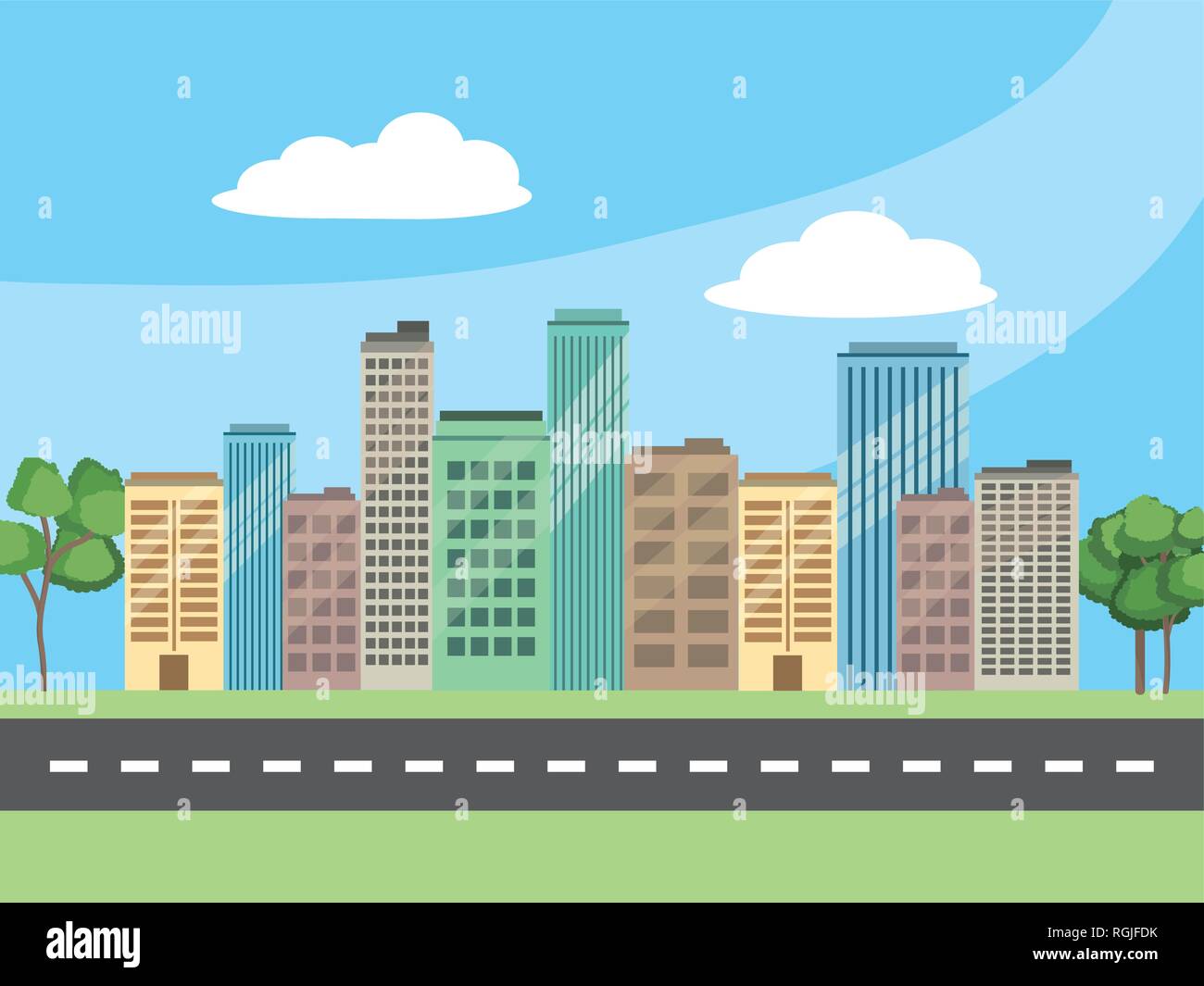 real state buildings cartoon Stock Vector