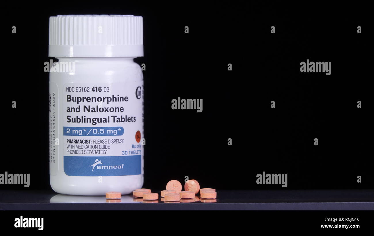 Buprenorphine-Naloxone, an underutilized drug with great promise in chronic pain management, originally meant for treating opioid addiction Stock Photo