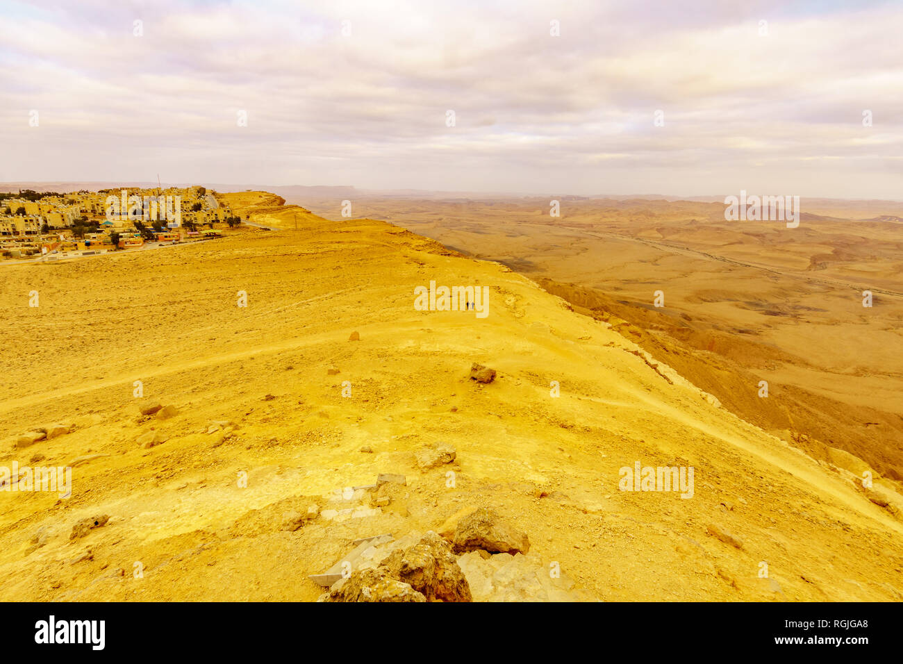 Mitzpe Ramon Sunset view of Makhtesh (crater) Ramon with Mitzpe Ramon town, in the ...