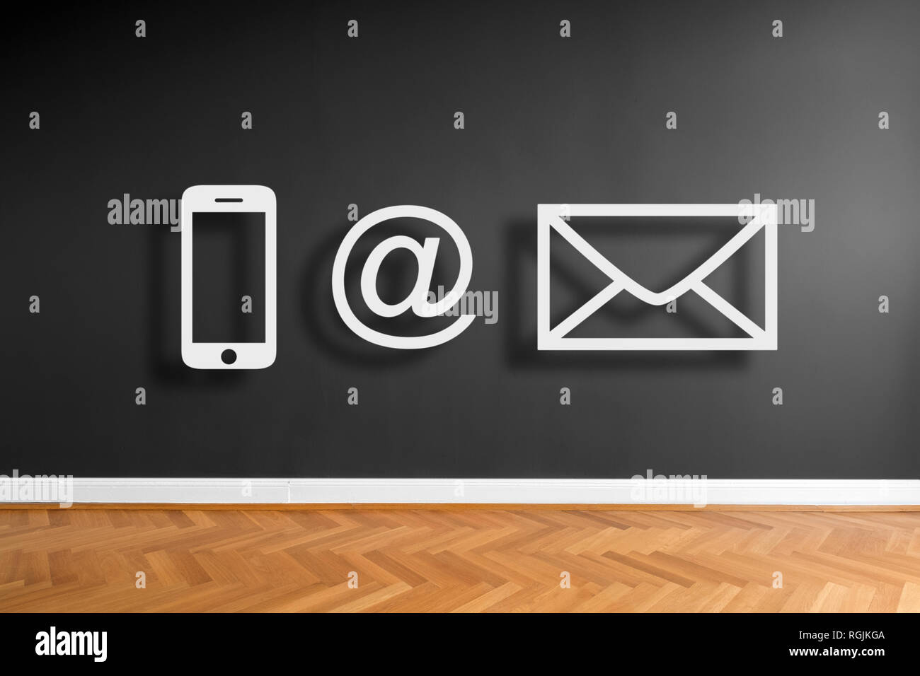 contact icons / contact symbols for website on wall background Stock ...