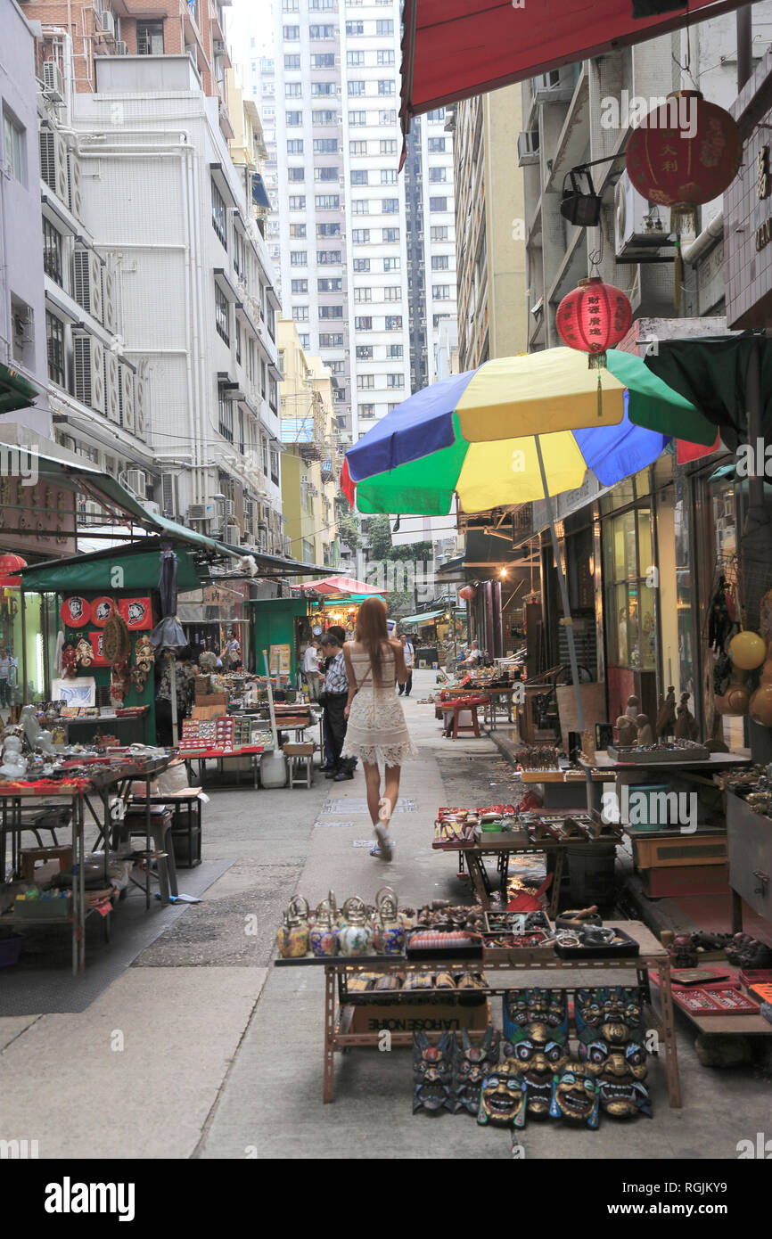 Cat Street Antiques Market, Upper Lascar Row, Sheung Wan, Hong Kong Island, Hong Kong, China, Asia Stock Photo