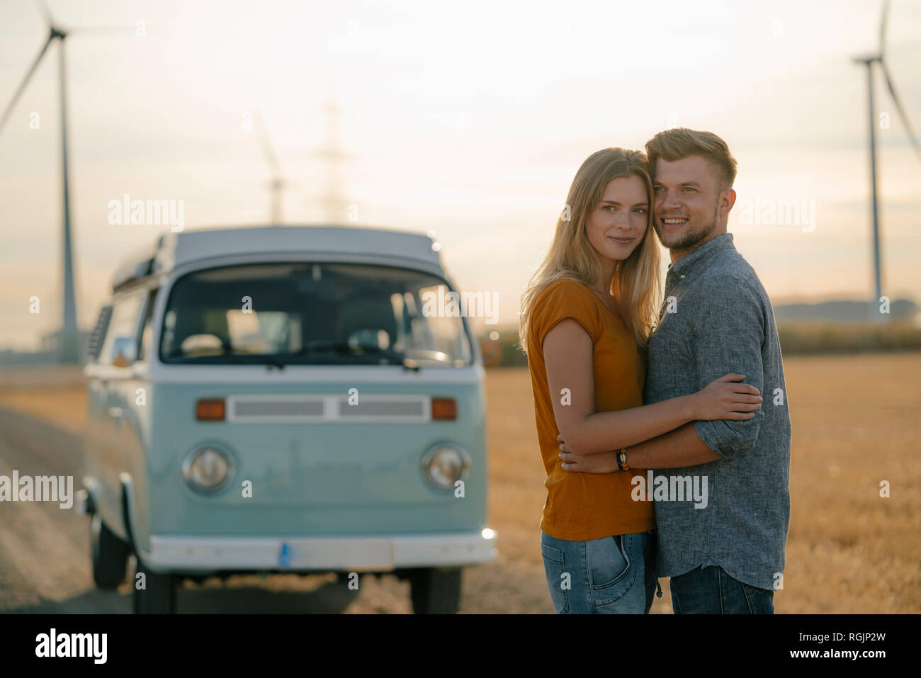 Happy Affectionate Young Couple Camper Van High Resolution Stock ...