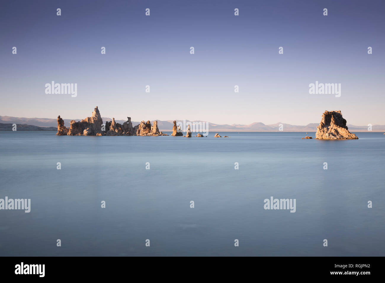 USA, California, Lee Vining, South Tufa Area, Mono Lake, rock formations in the evening Stock Photo